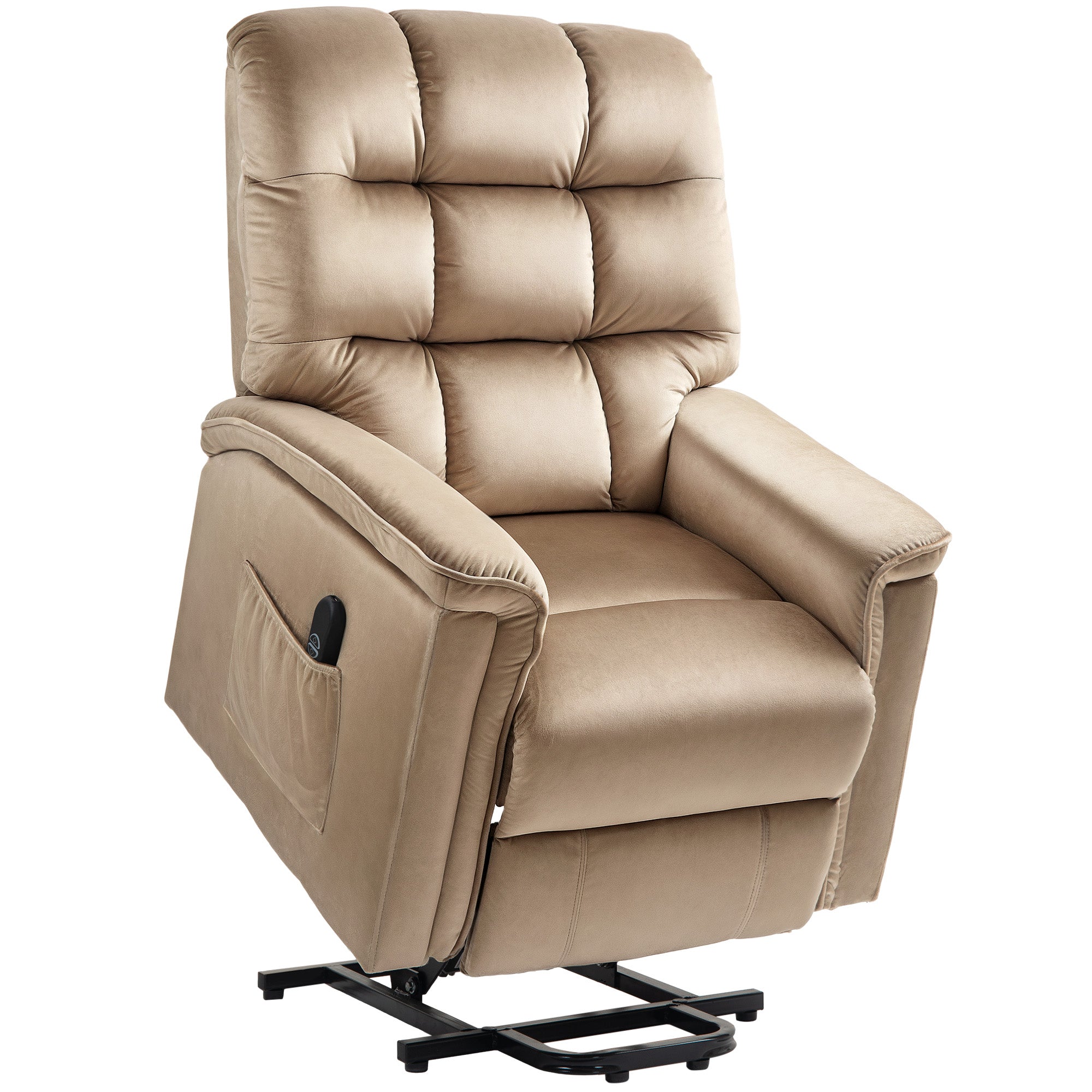 Velvet-Feel Electric Lift Recliner Chair - Brown