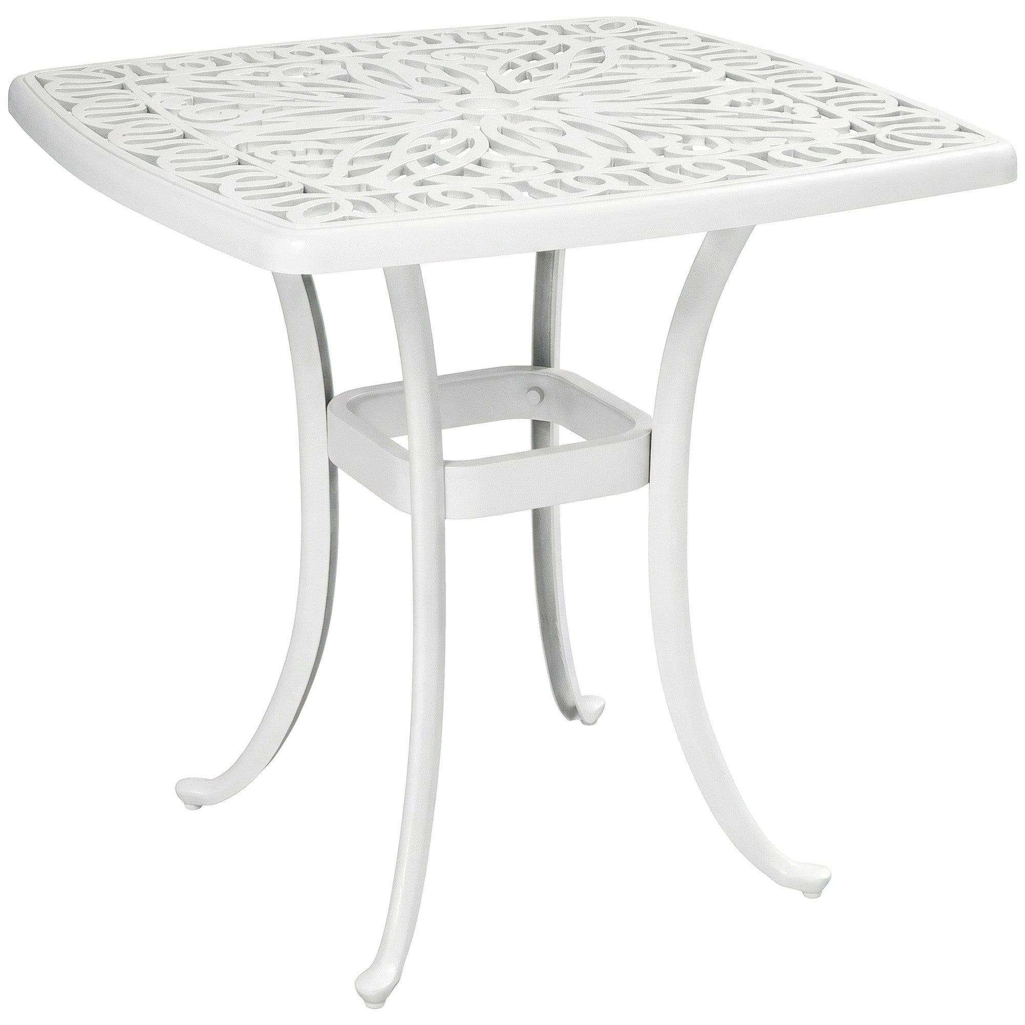 Outdoor Garden Table with 38mm Dia. Umbrella Hole, Cast Aluminium Patio End Table with Anti-slip Foot Pads for Garden