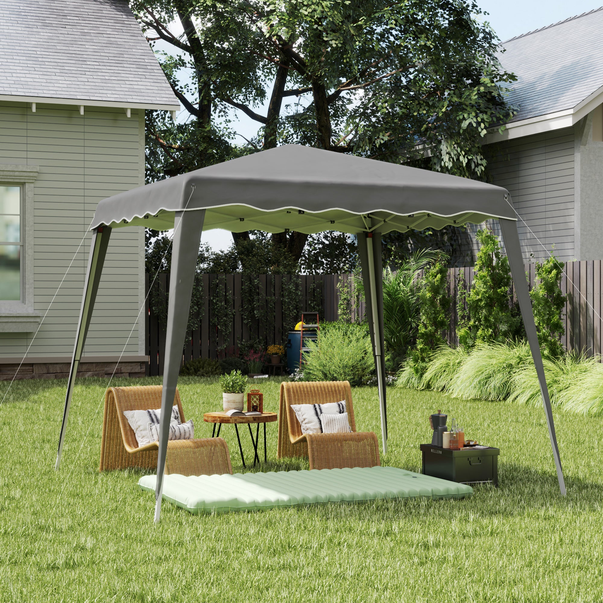 2.5 x 2.5M Pop Up Garden Tent with Steel Frame - Grey