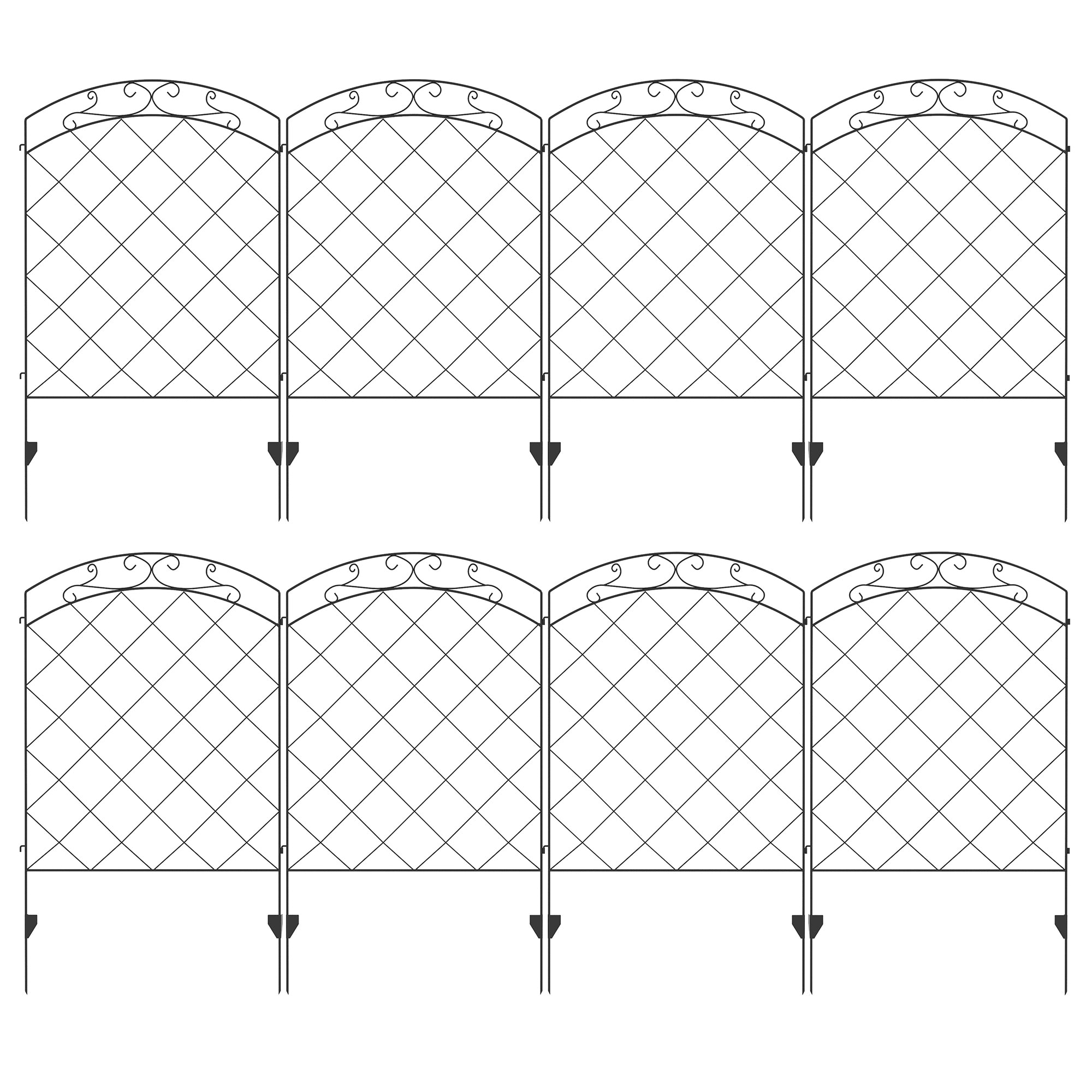 Decorative Garden Fencing, 43in x 11.4ft Outdoor Picket Fence Panels, 8PCs Rustproof Steel Wire Landscape Flower Bed Border Edging Animal Barrier, Swirls