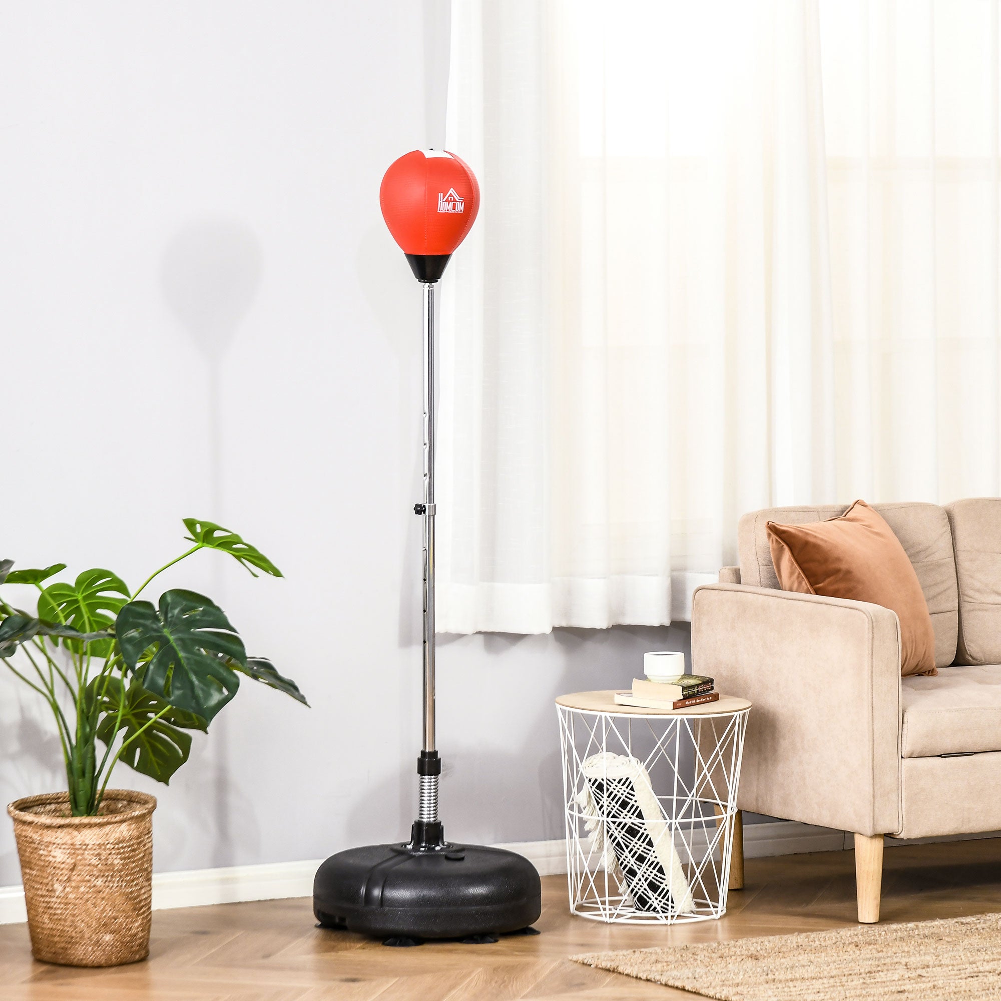 Adjustable Punching Bag with Stand and Speedball Set 132-158cm for Teens - Red