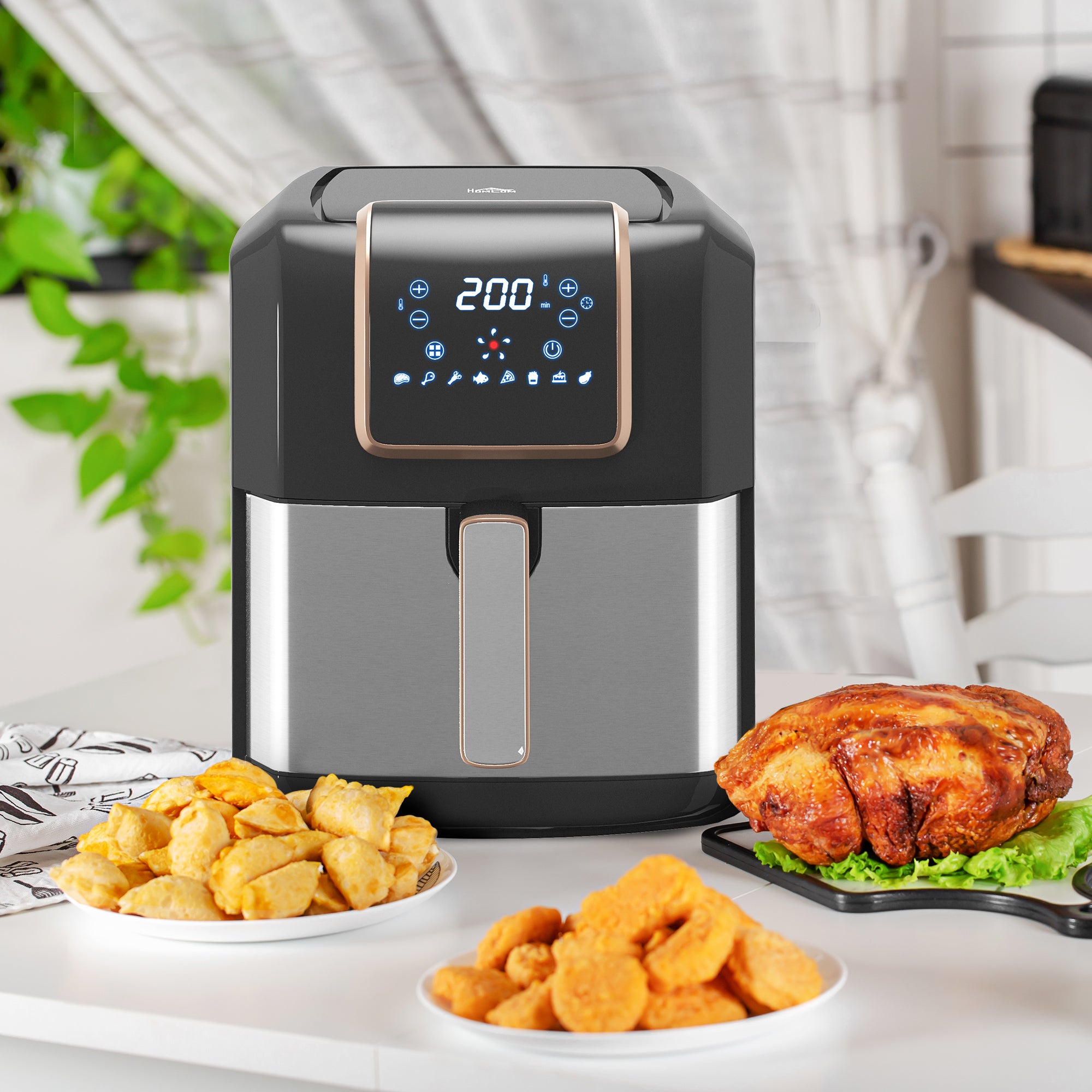 6.5L Air Fryer with 8 Programmes and LED Screen - Black Gold Tone