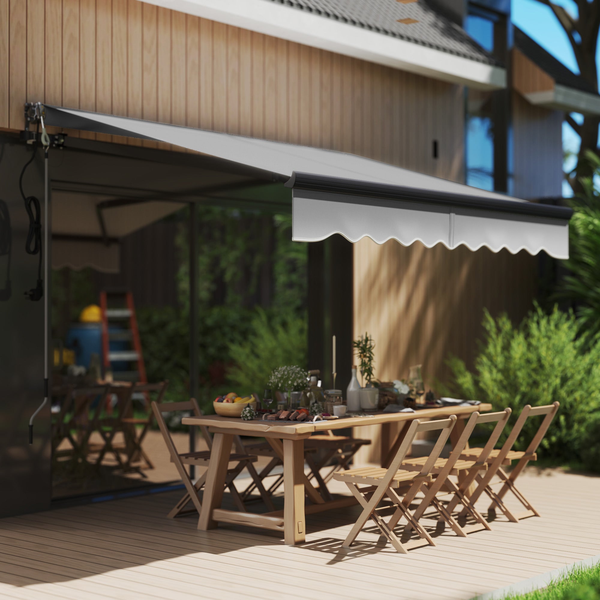 2.5 x 2m Electric Retractable Awning with UV30+ Canopy - Dark Grey
