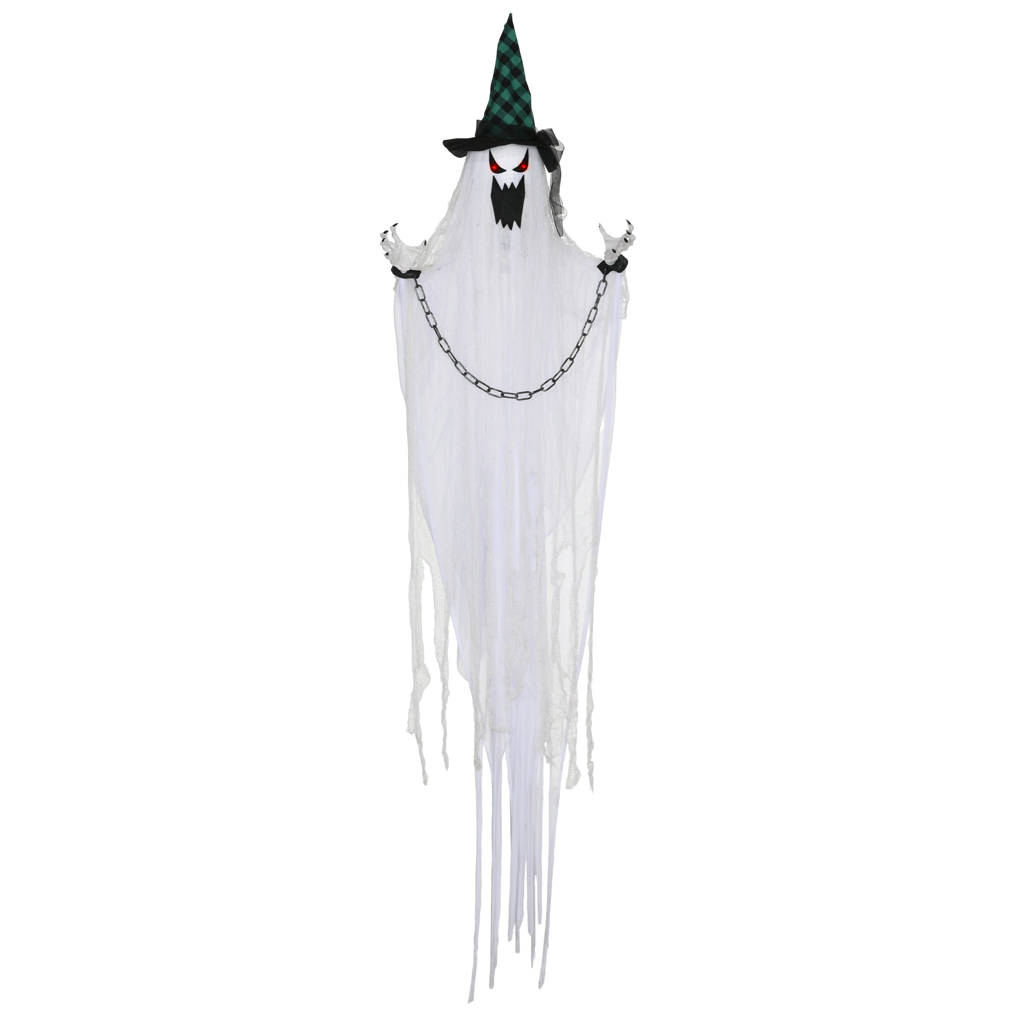 6'6" Hanging Prisoner Ghost Halloween Animatronic, with Glowing Eyes