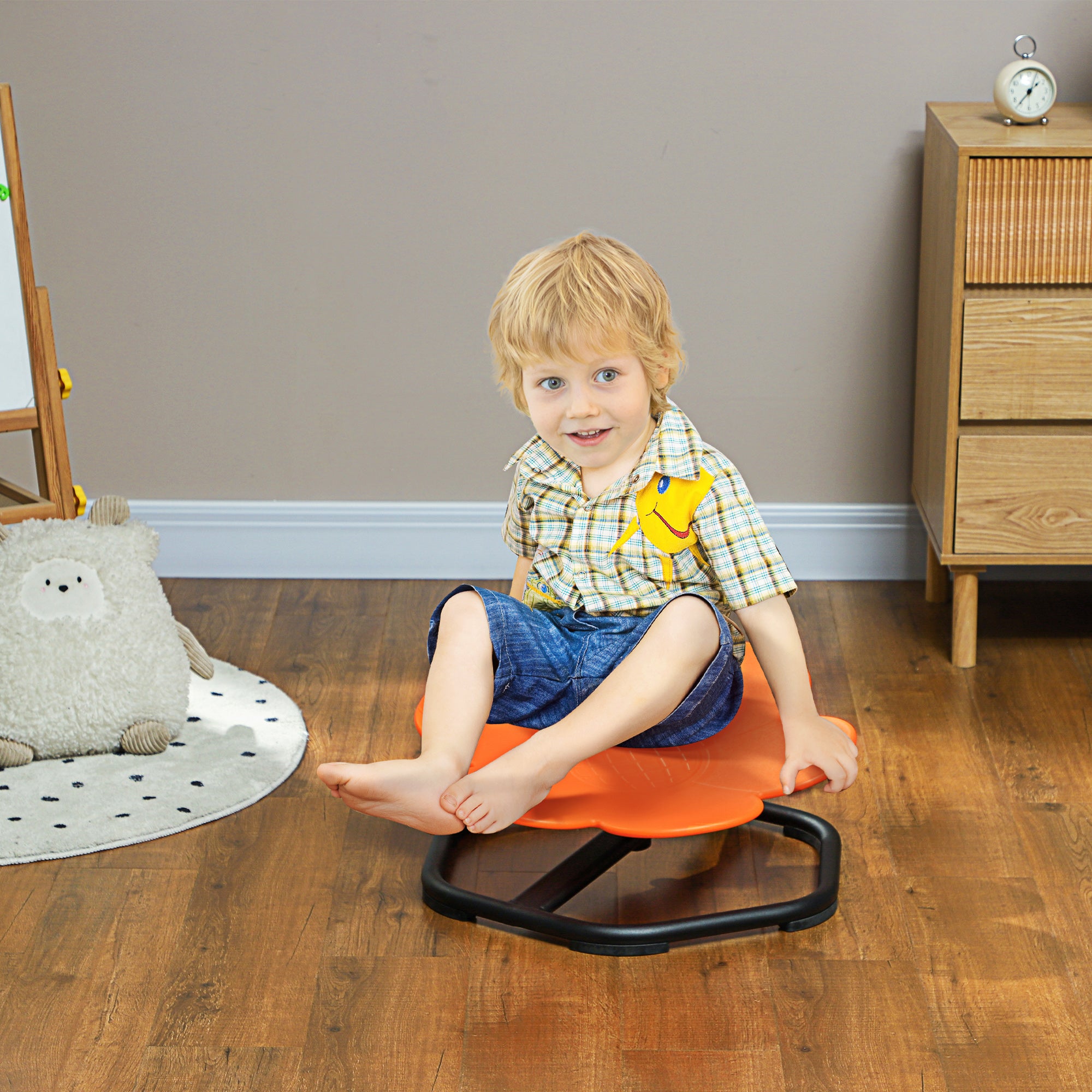 Sensory Spinning Chair for Autism Kids - Orange, Non-Slip Base