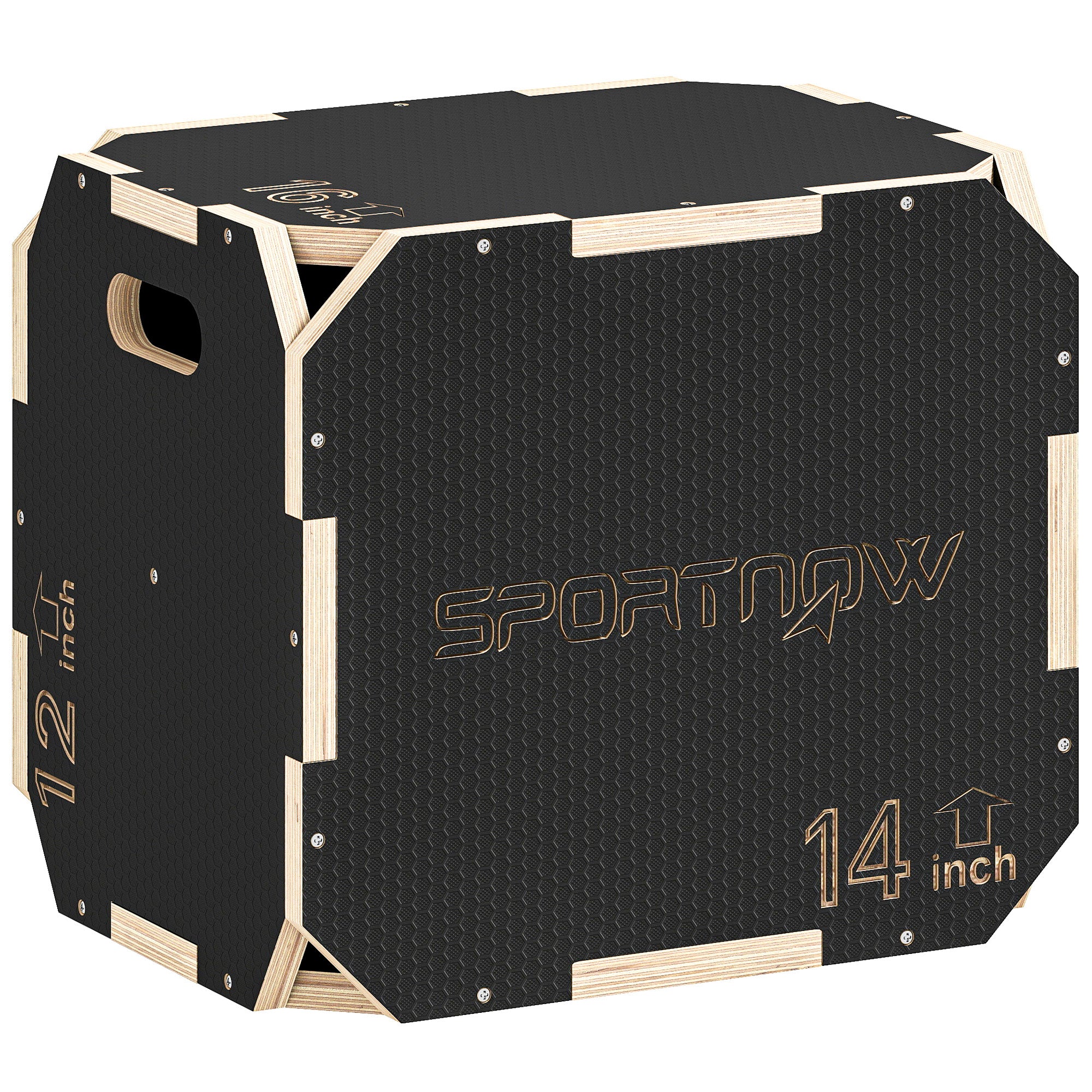 Non-Slip Plyo Box, Corner-free Wooden Jump Box, 31 x 36 x 41 cm