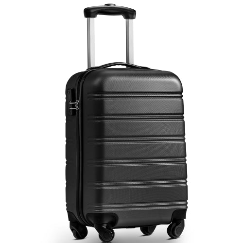 20" 4-Wheel ABS Hard Shell Travel Trolley Suitcase with Telescoping Handle, Luggage with Combination Lock, 35L × 23W × 57H cm, Black