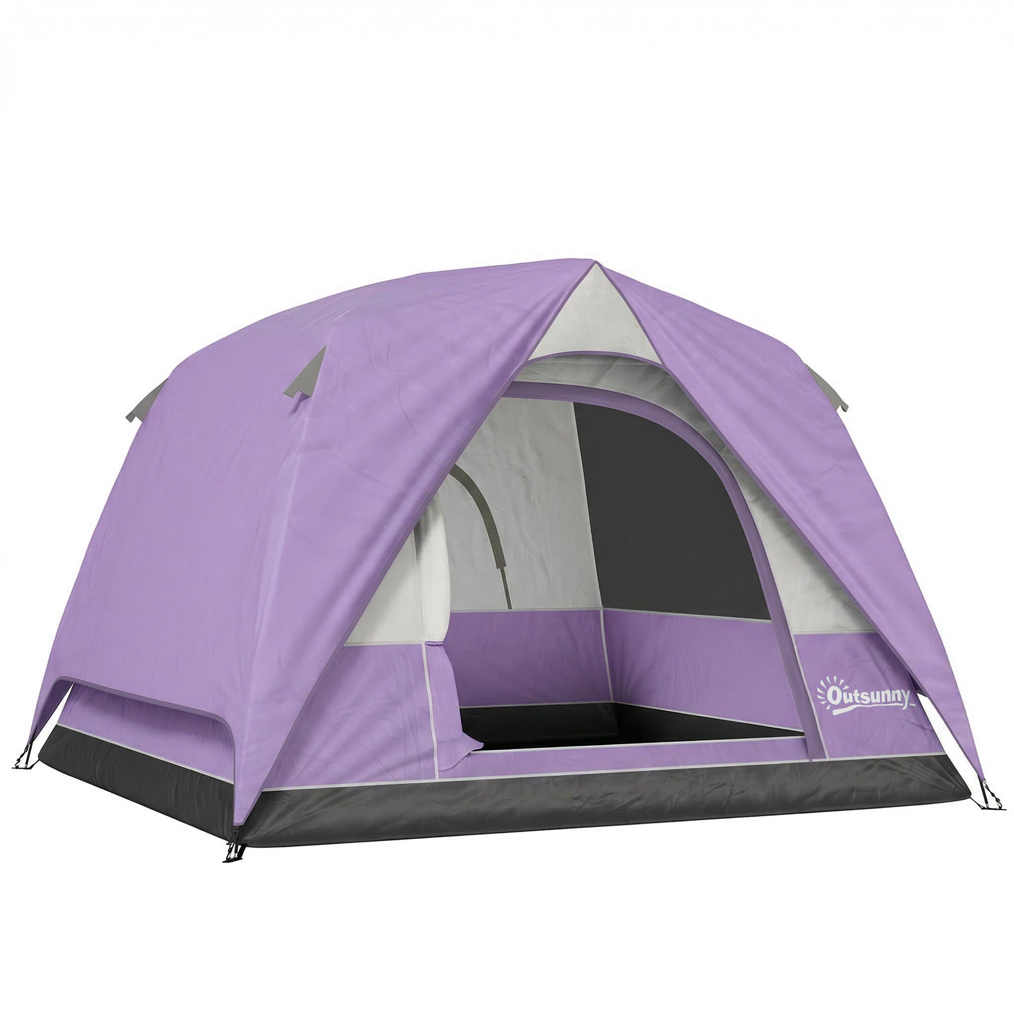 3-4 Person Camping Tent, Easy Set Up 3-4 Man Tent w/ Sewn-in Groundsheet, Waterproof Dome Tent w/ Mesh Windows