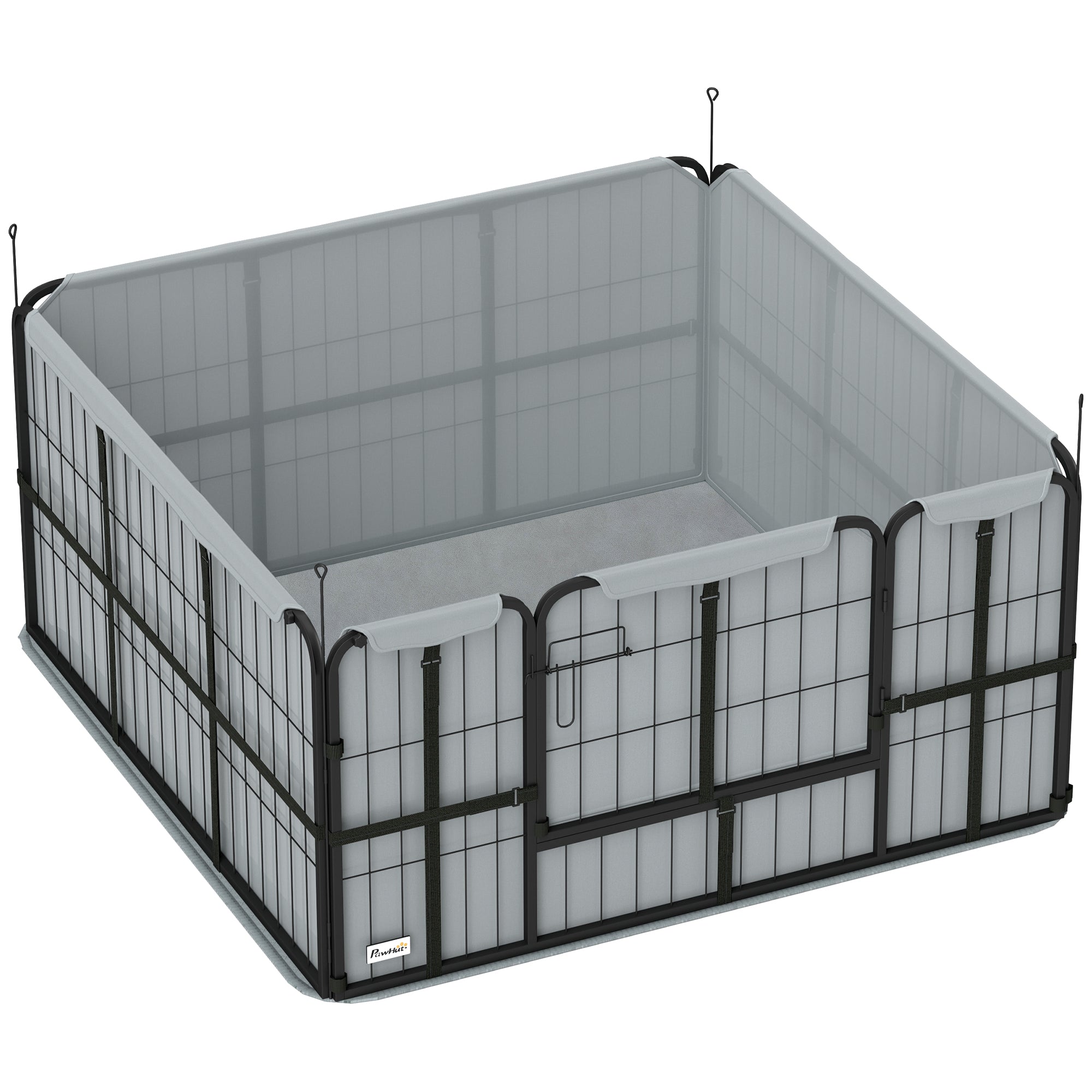 Steel Dog Whelping Box with Washable Whelping Pad, Wind-Resistant Cloth, for Small, Medium Dogs, 122 x 122 x 60cm