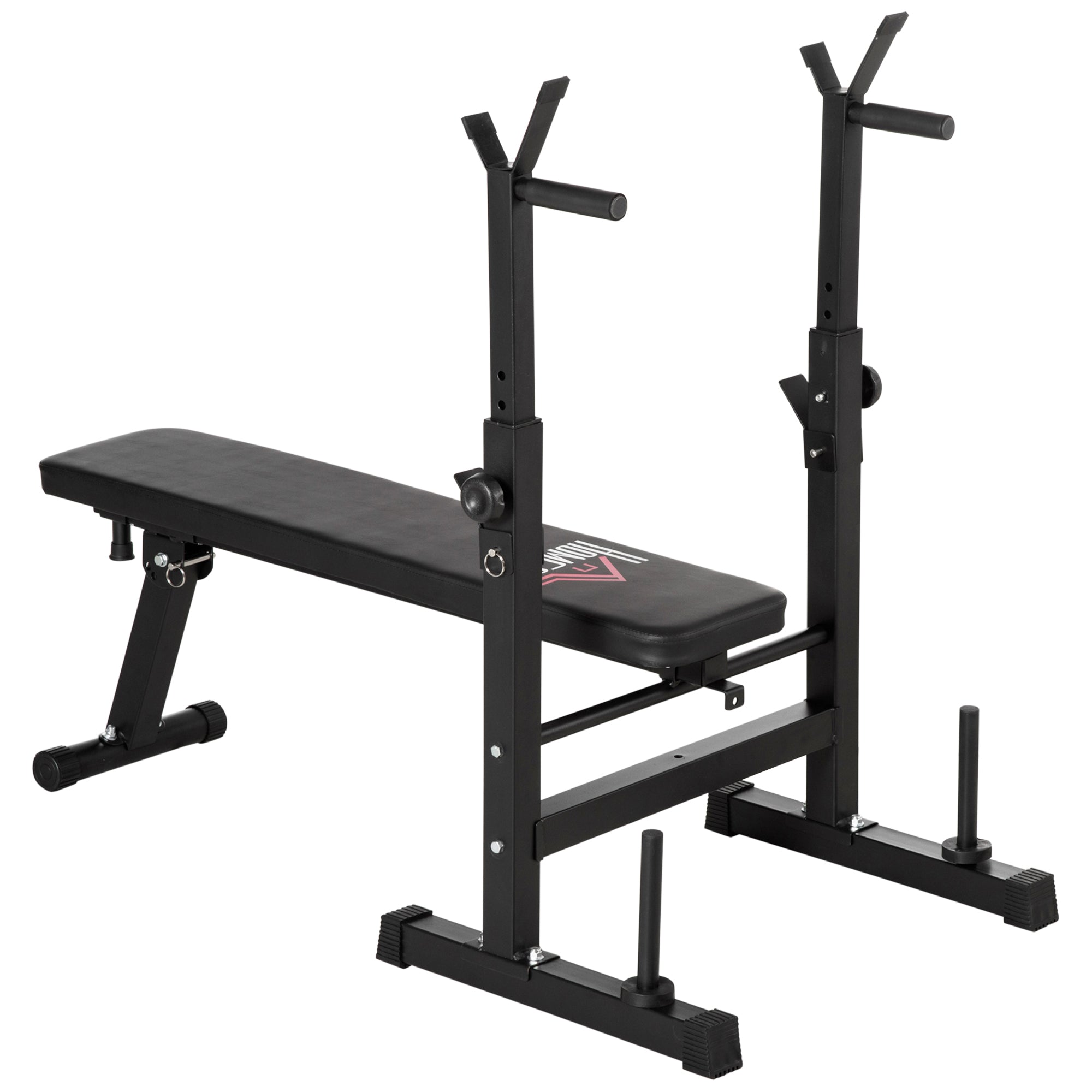 Adjustable Weight Bench, Foldable Bench, with Barbell Rack, Black
