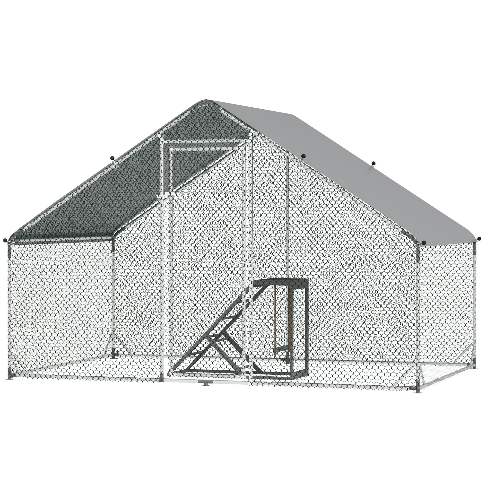 Walk In Chicken Run with Chicken Activity Shelf and Cover, 3 x 2 x 2m