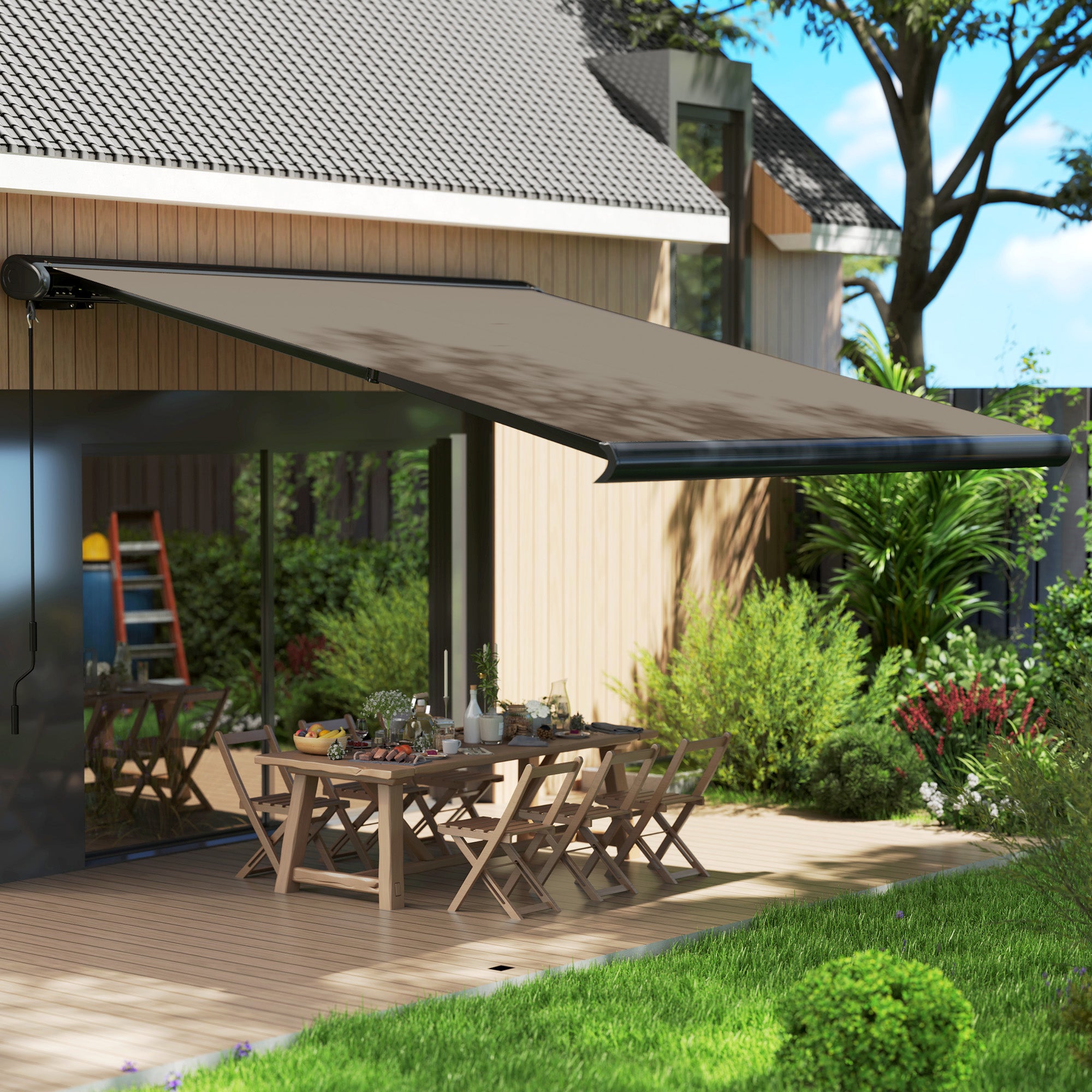 3 Metre Electric Retractable Awning with Aluminium Frame - Light Grey