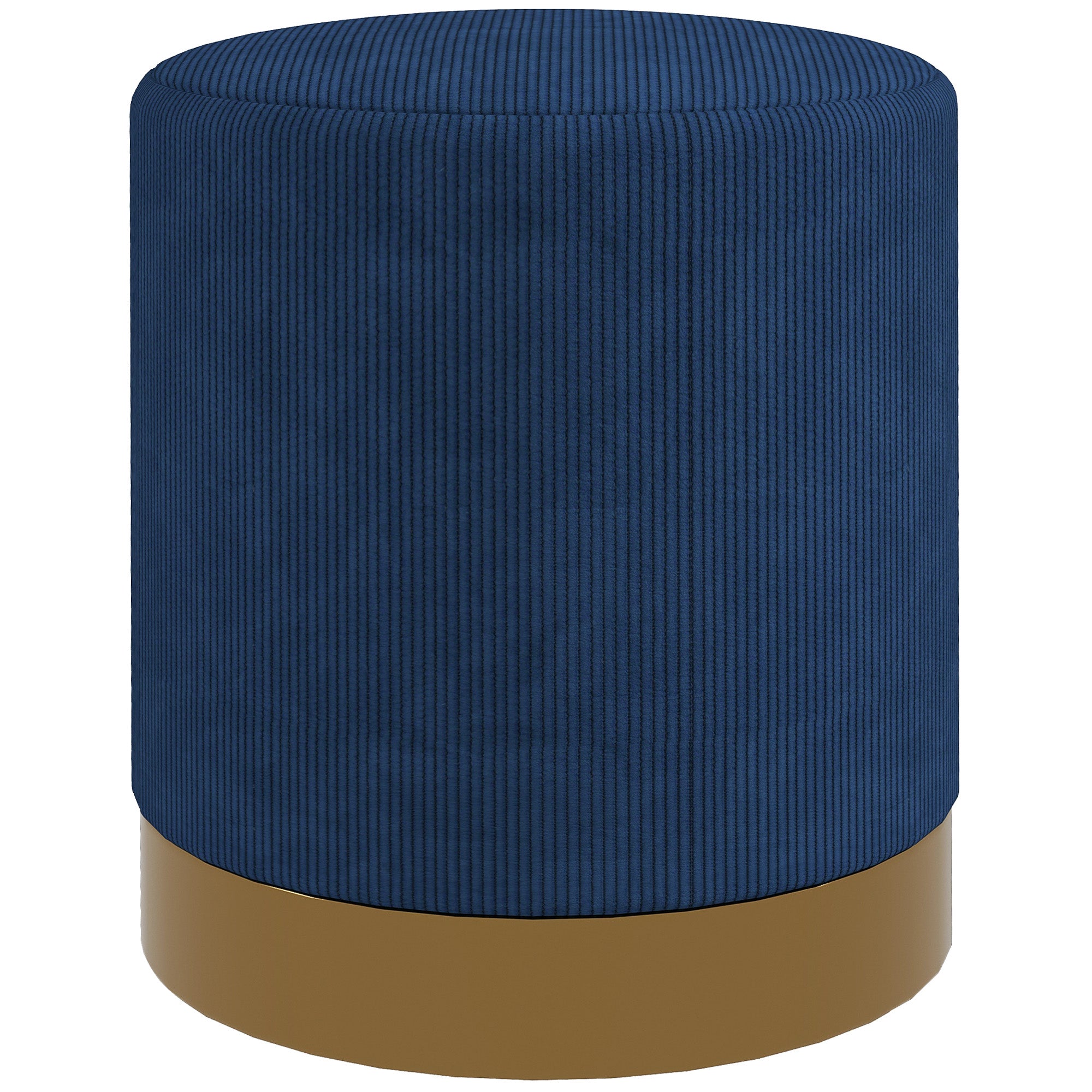 Soft Padded Corduroy Round Footstool 40x45cm - Dark Blue