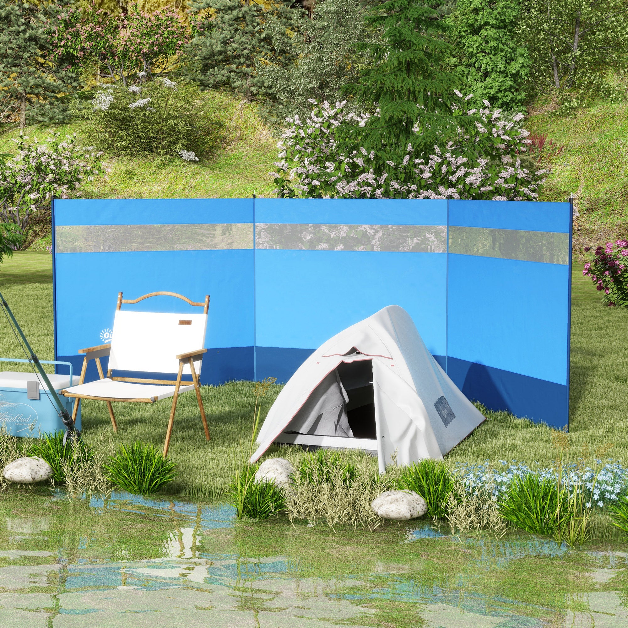 Beach Windbreaker With Clear Windows For Ultimate Sun Protection - Blue