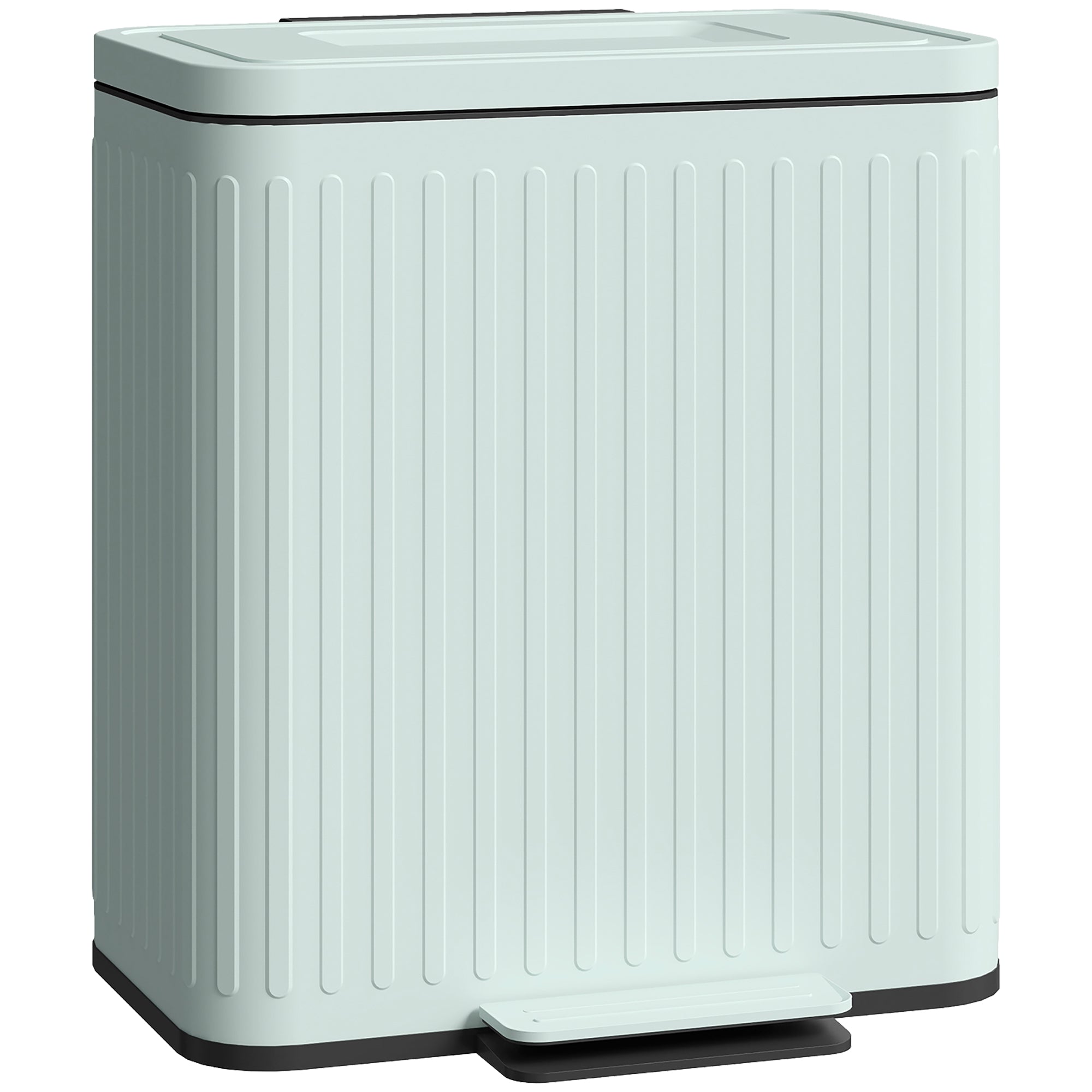 40L Dual Compartment Rubbish Bin, with Soft-Close Lid - Green