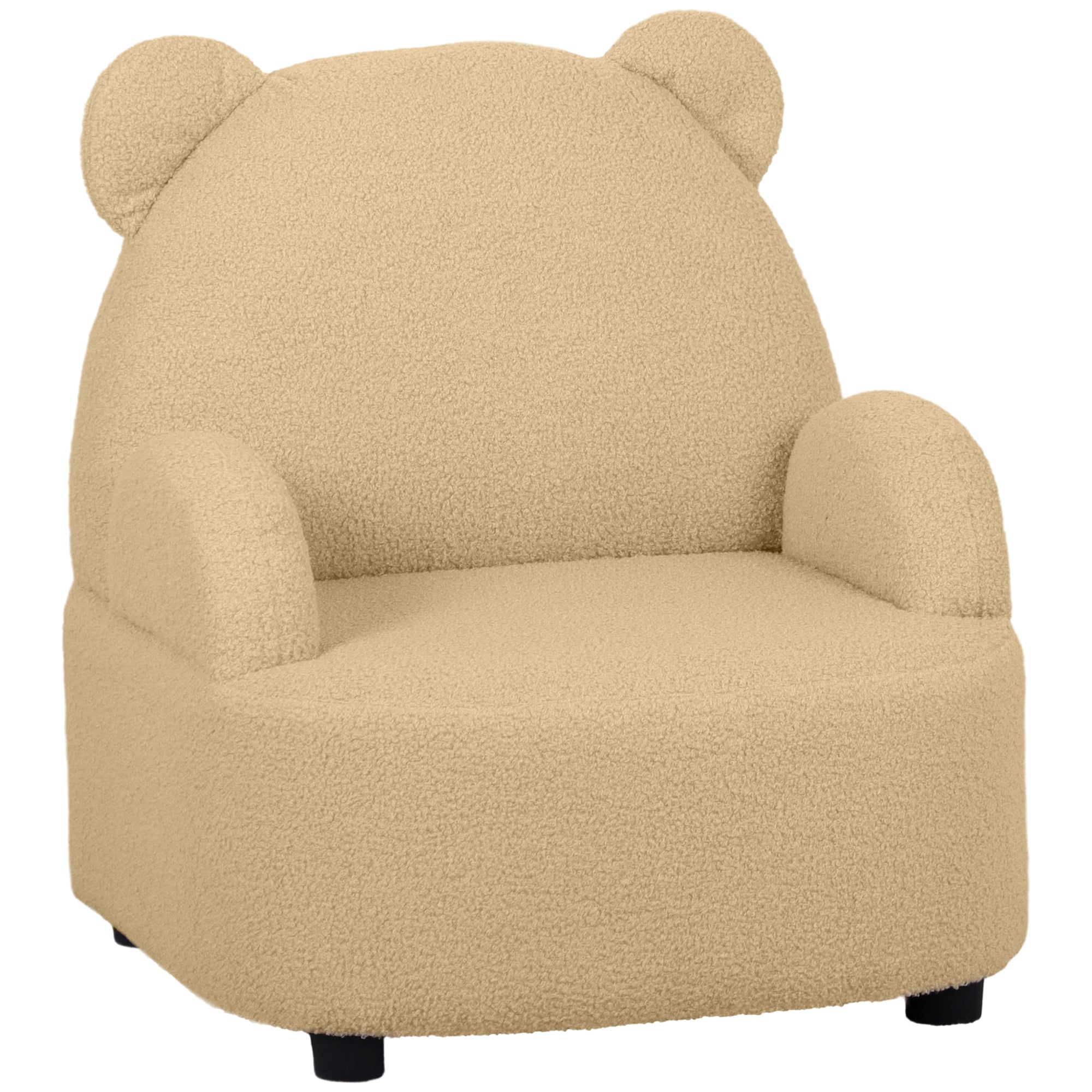 Kids Bear Shaped Armchair with Teddy Fleece Cover - Khaki