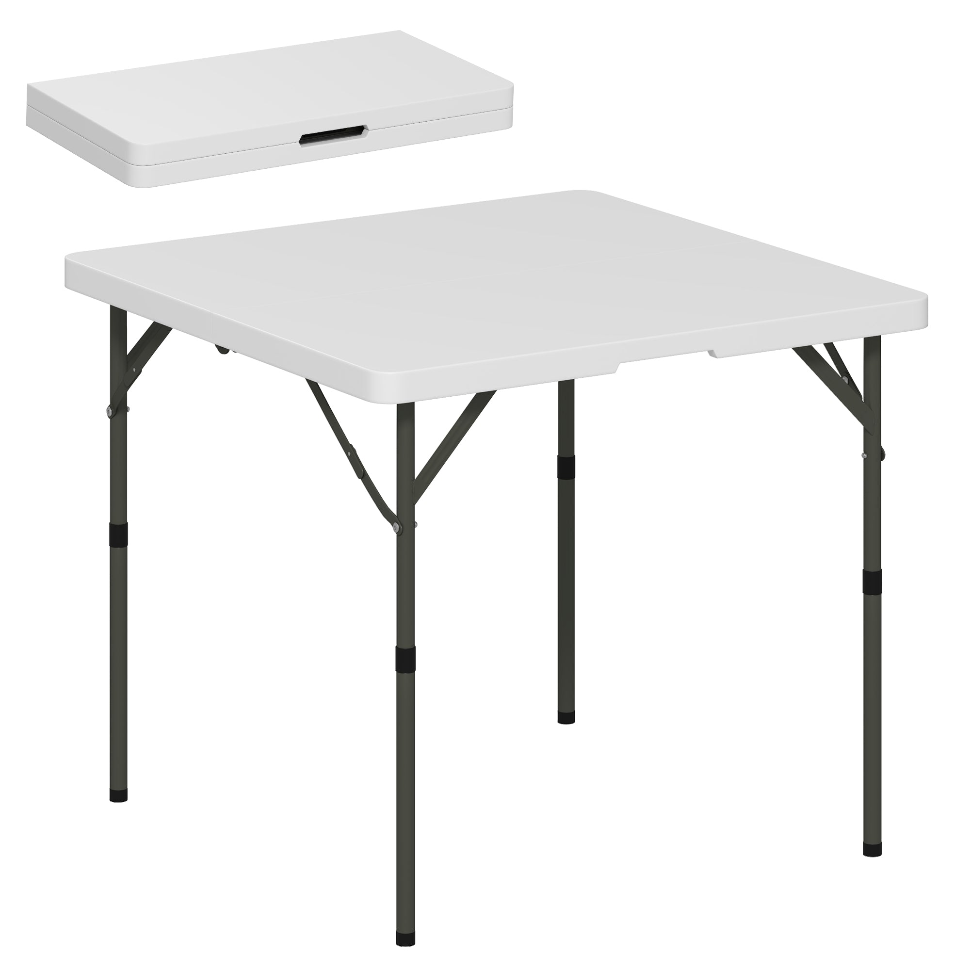Heavy Duty 3ft Folding Camping Table with Adjustable Height - White