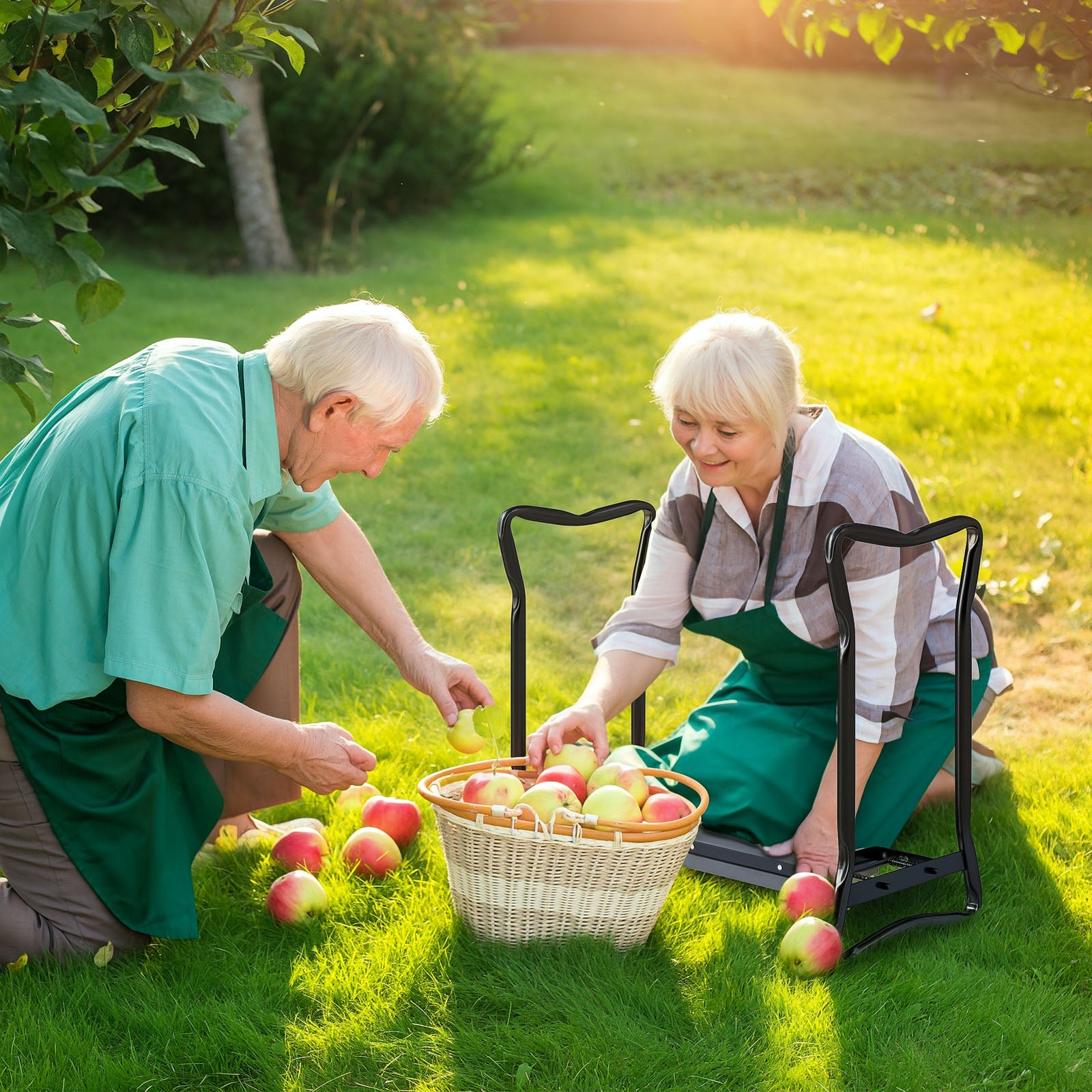 2 In 1 Foldable Garden Kneeler Seat with Foam Pad - Grey