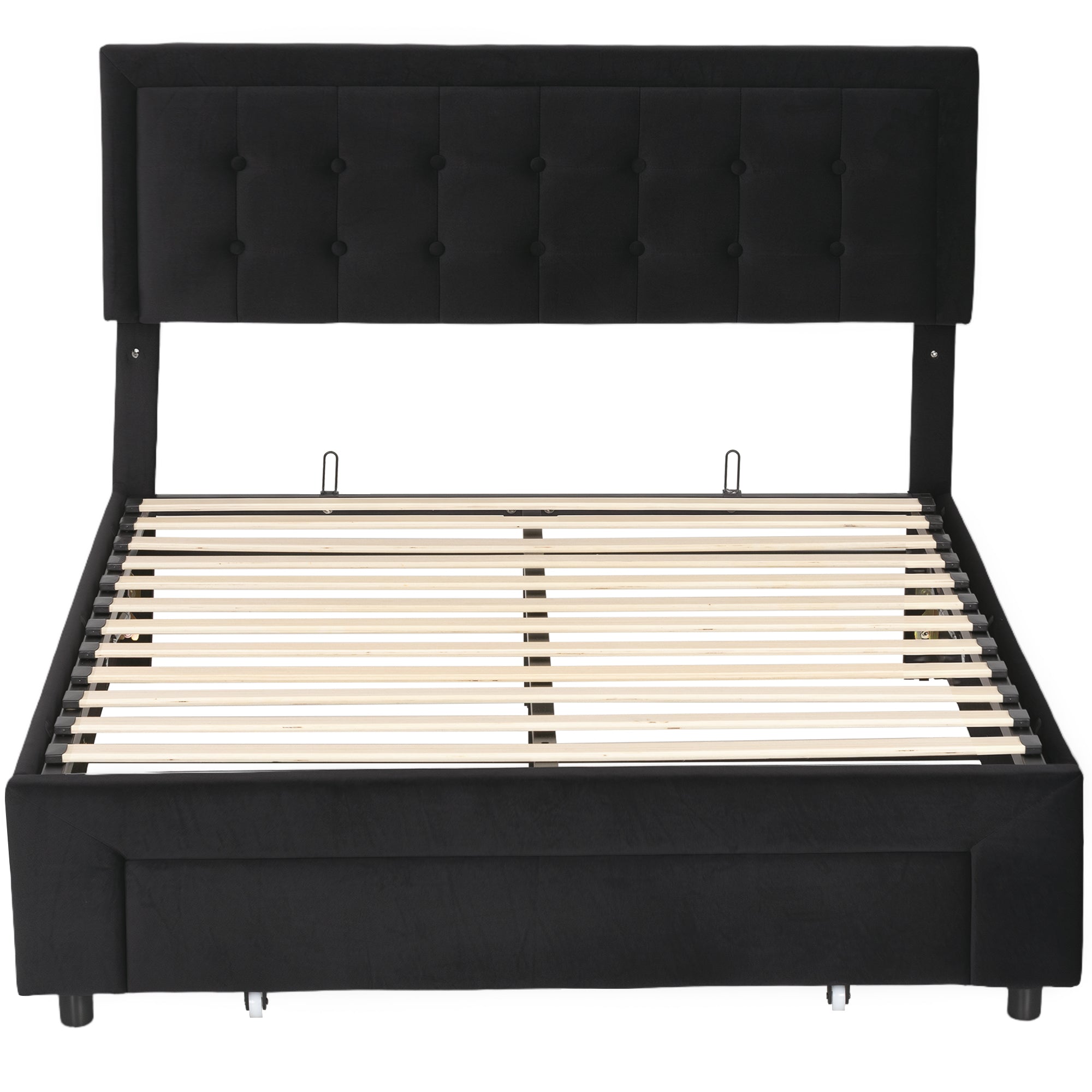 Double Ottoman Bed Frame, with Front Drawer - Black