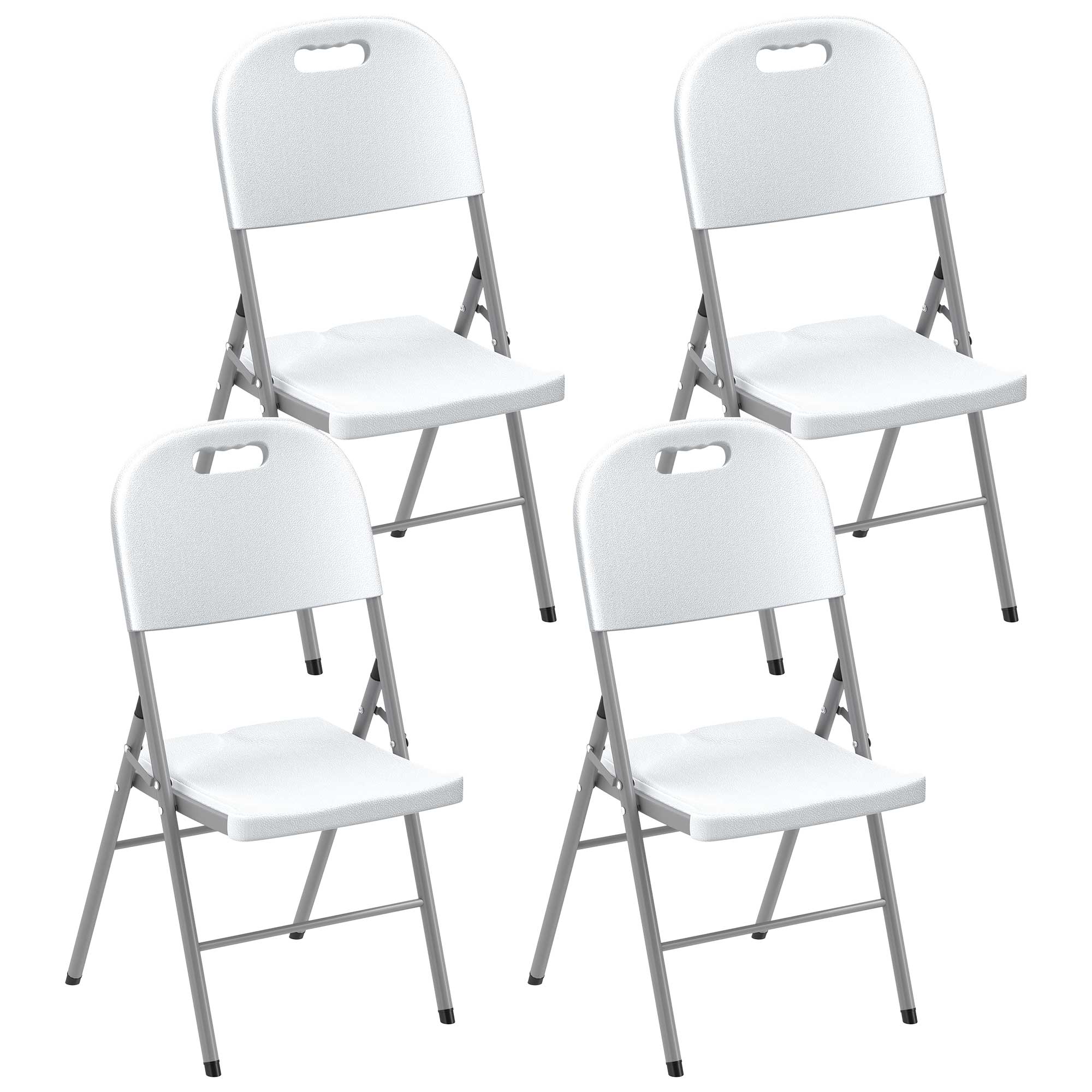 Set of 4 Foldable Steel Frame Outdoor Chairs - White