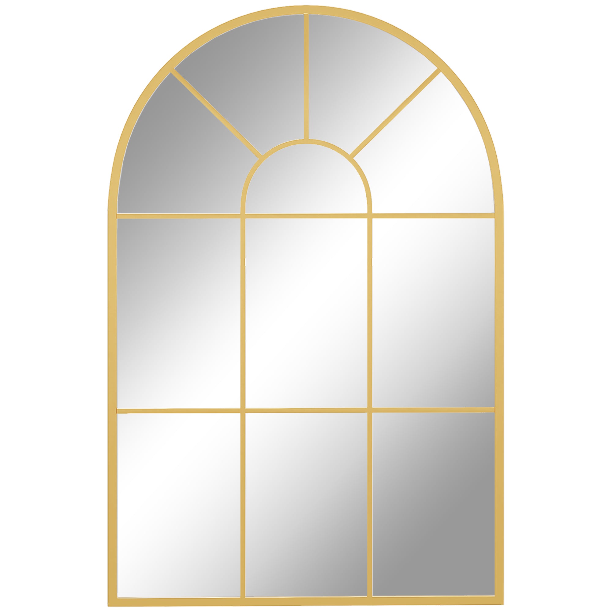 Modern Arched Wall Mirror, 91 x 60 cm Window Mirrors for Living Room, Bedroom, Gold Tone