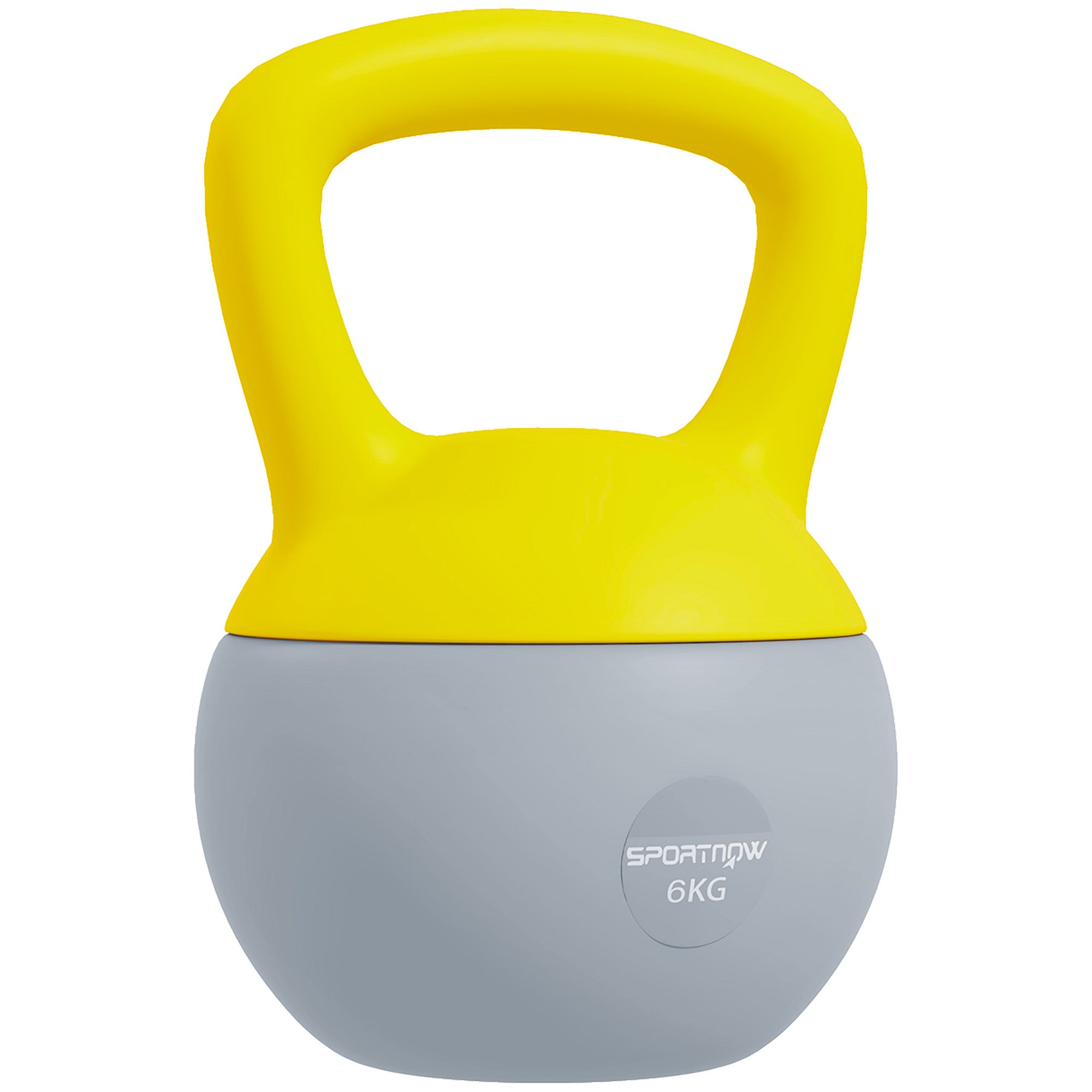 Soft Kettlebell, 6kg Kettle Bell with Non-Slip Handle for Home Gym Weight Lifting and Strength Training, Yellow and Grey