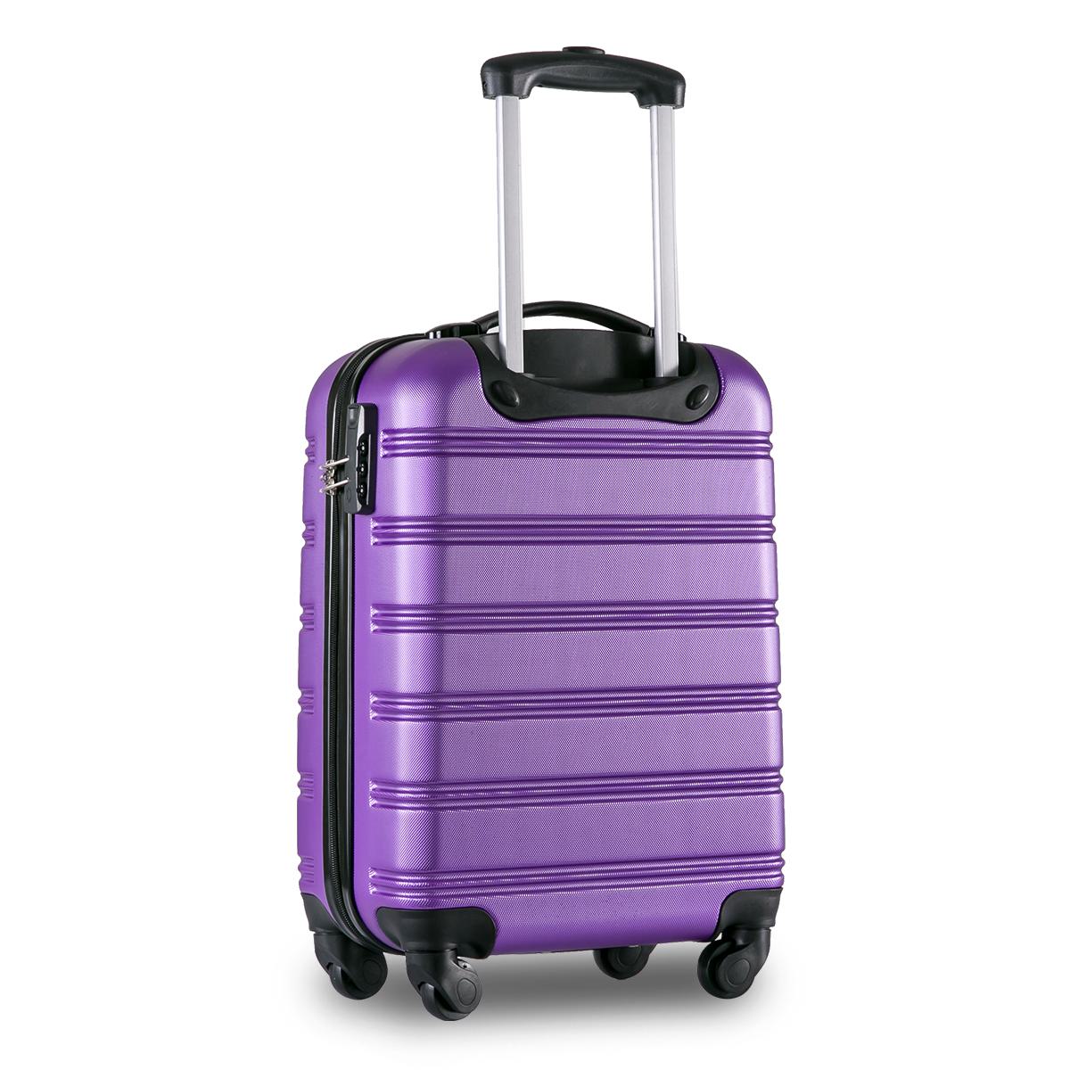 20" 4-Wheel ABS Hard Shell Travel Trolley Suitcase with Telescoping Handle, Luggage with Combination Lock, 35L × 23W × 57H cm, Purple