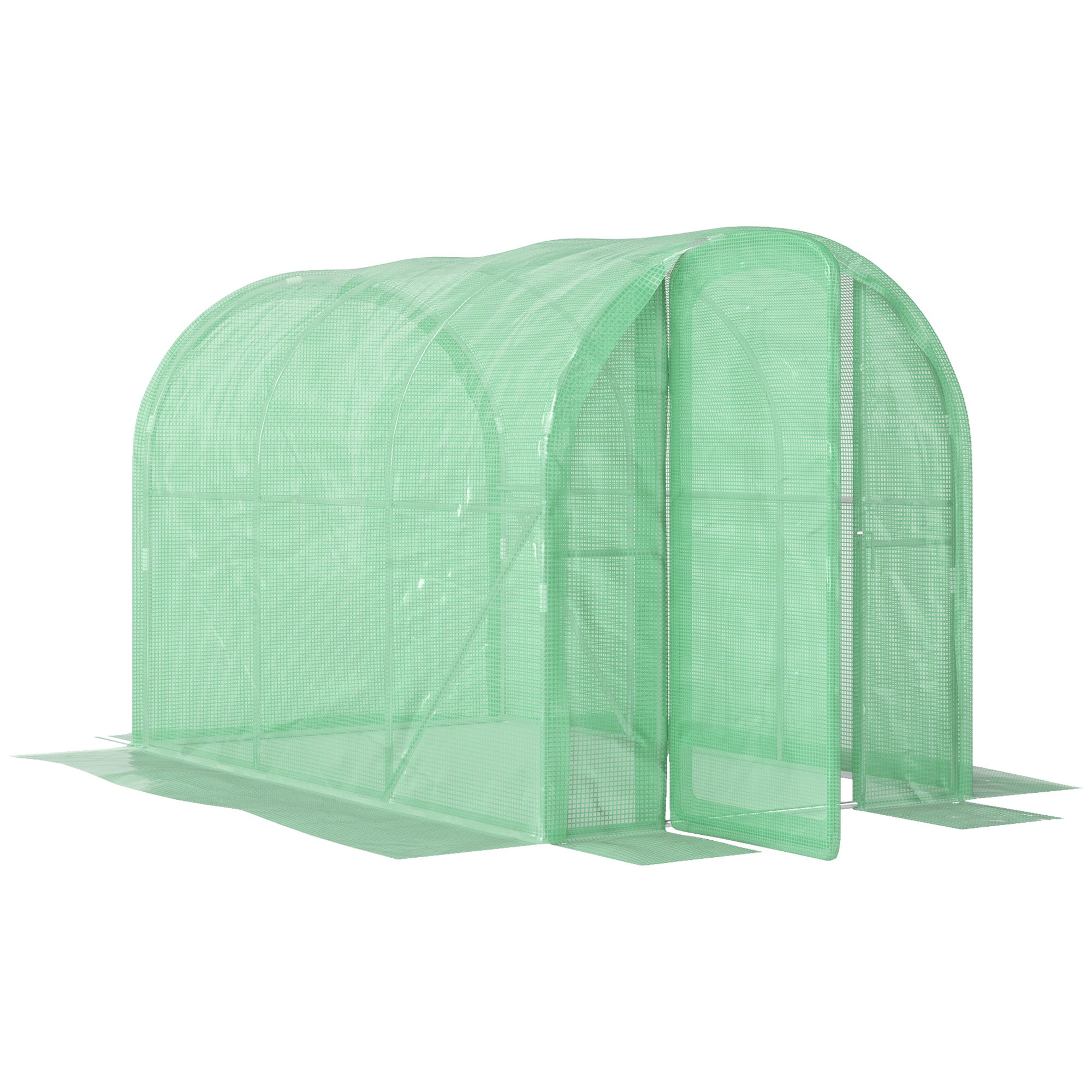 3 x 2 x 2m Polytunnel Greenhouse Set with Galvanised Steel Frame - Green