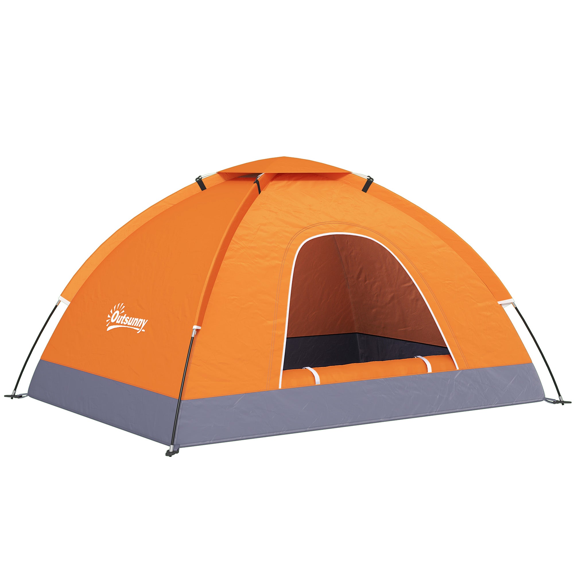 Spacious 2 Person Camping Tent with Zipped Doors - Orange