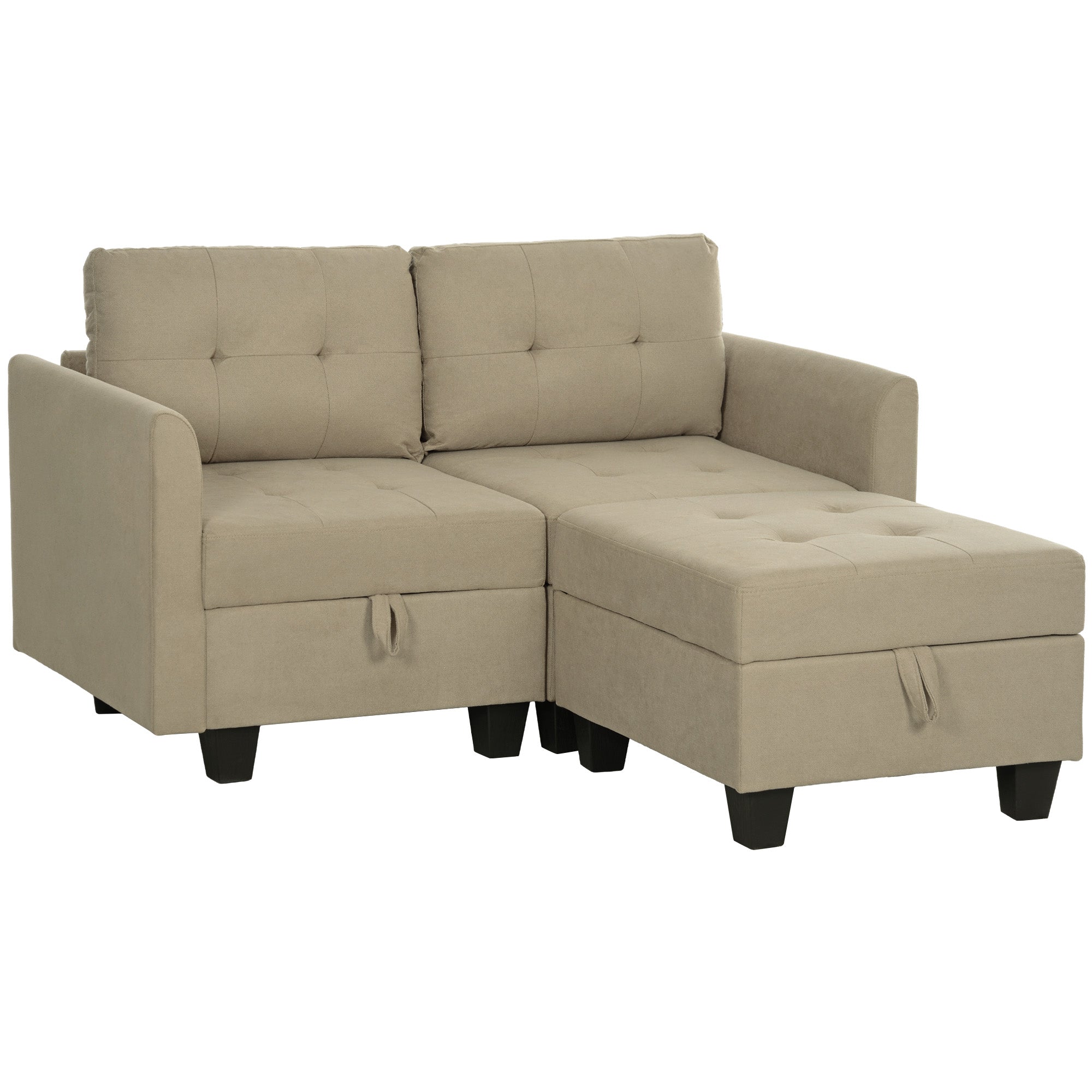 'L' Shape Modular Storage Sofa - Light Brown