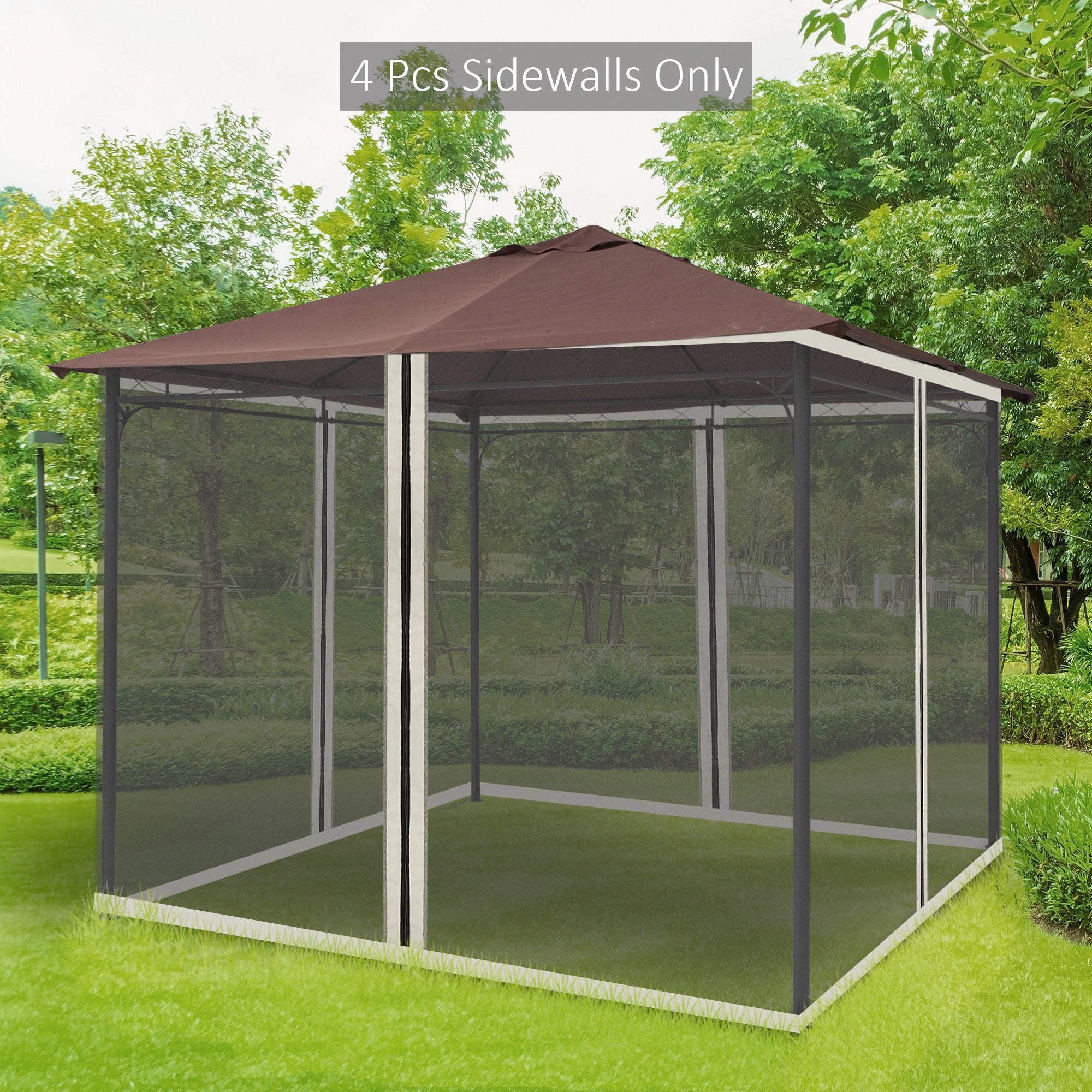 Universal 302x207cm Replacement Mesh Sidewall Netting for Patio Gazebos & Canopy Tents - Beige