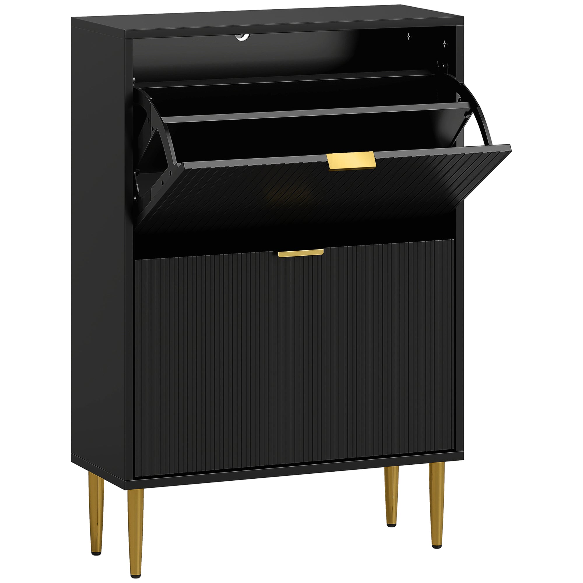 Elegant Two-Drawer Shoe Cabinet - Black