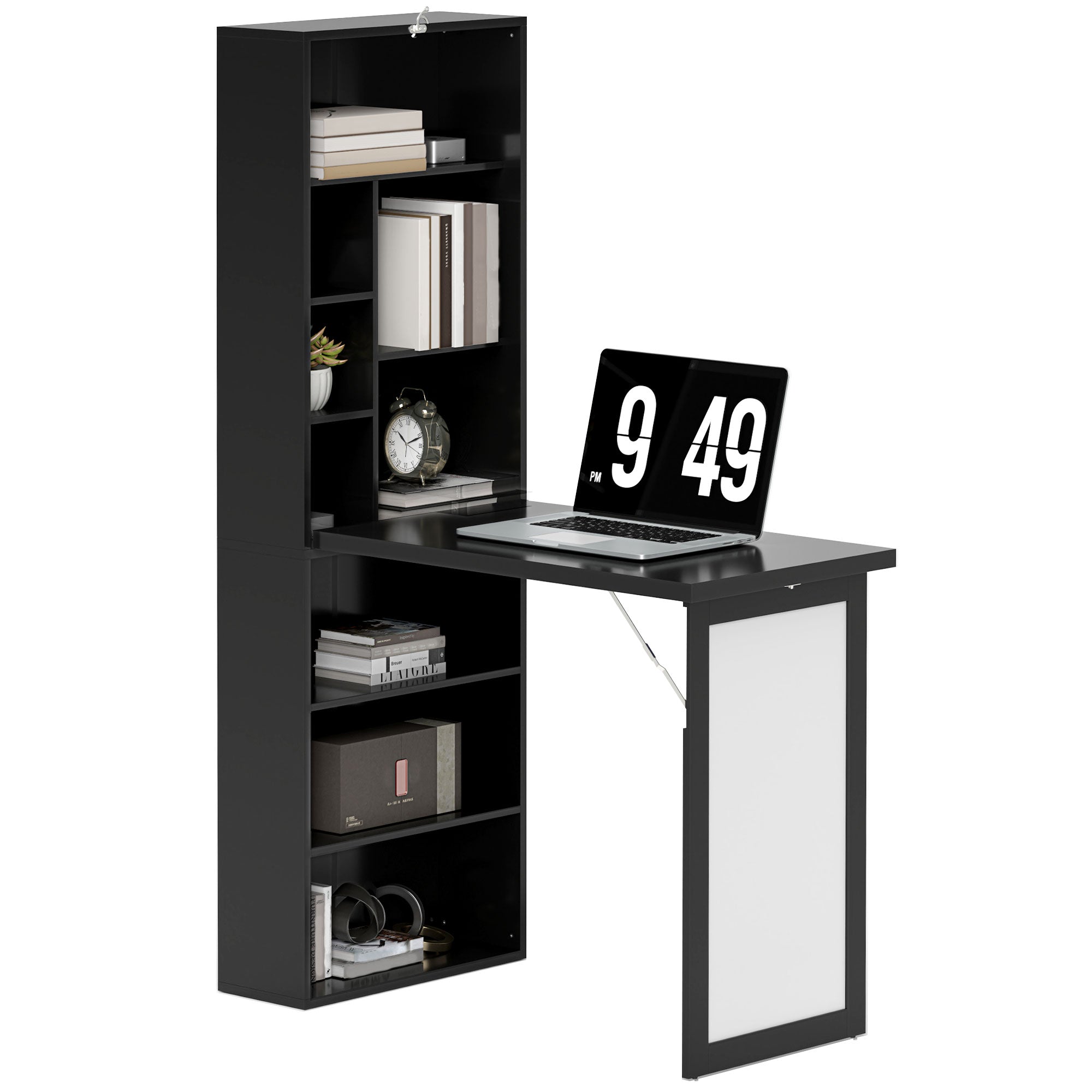 Three-Part Work Desk, with Storage and Writing Board - Black