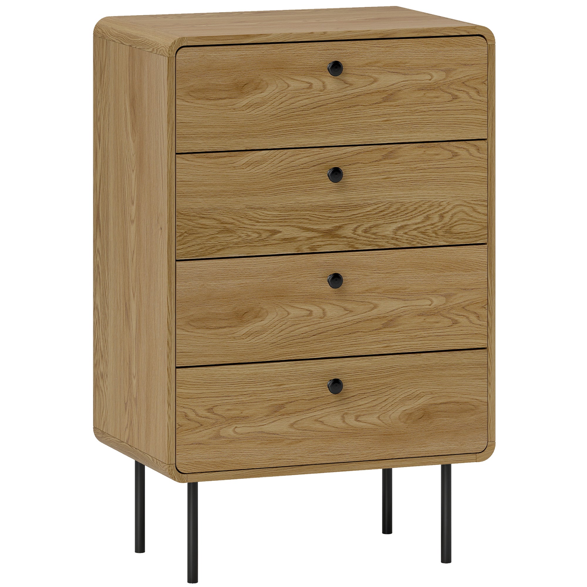 Modern Chest of Drawers with 4 Drawers - Oak