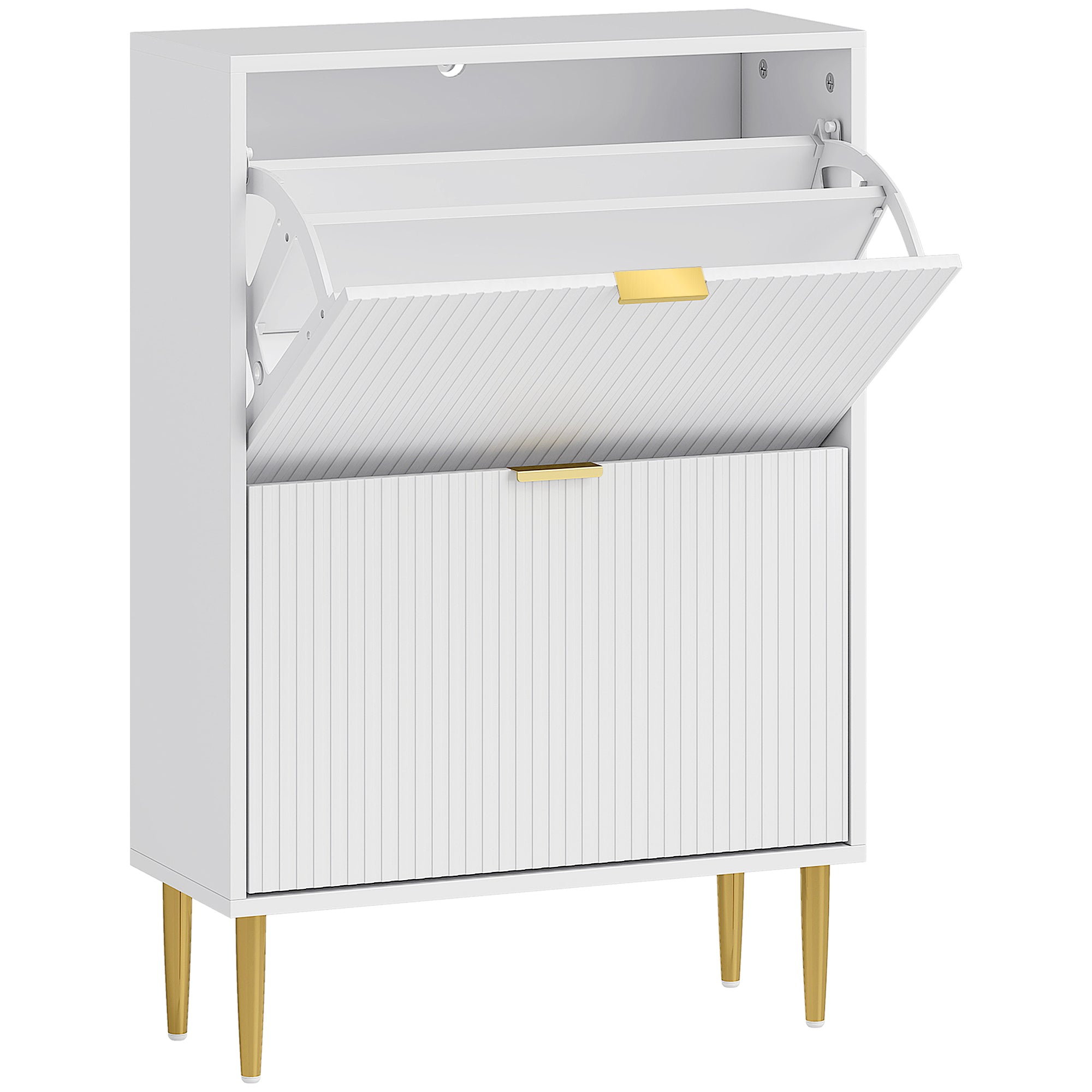 Elegant Two-Drawer Shoe Cabinet - White