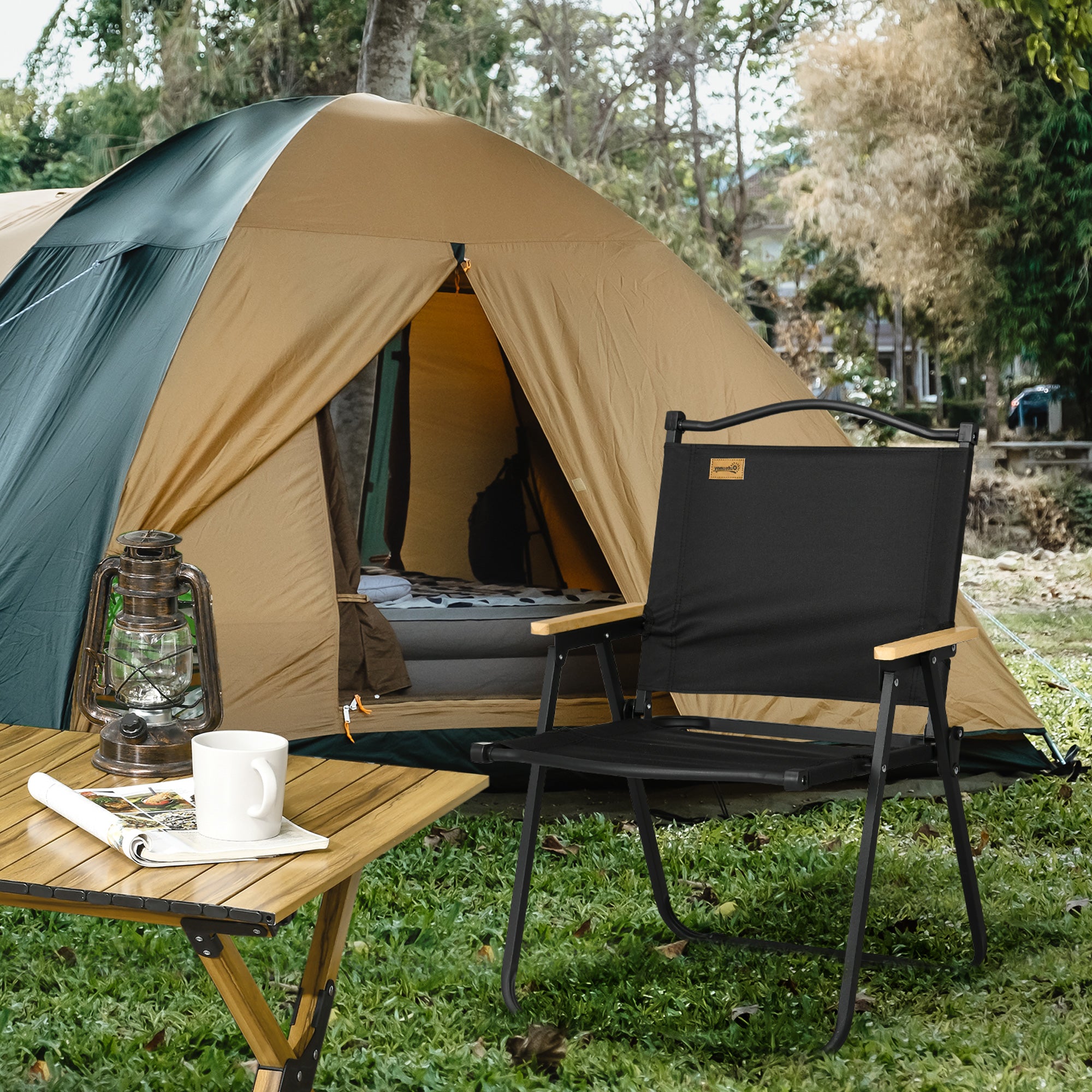 Camping Chair for Adults, Lightweight Folding Chair, Portable Chair for Camping, Fishing, Beach and Outdoor Travel, Black