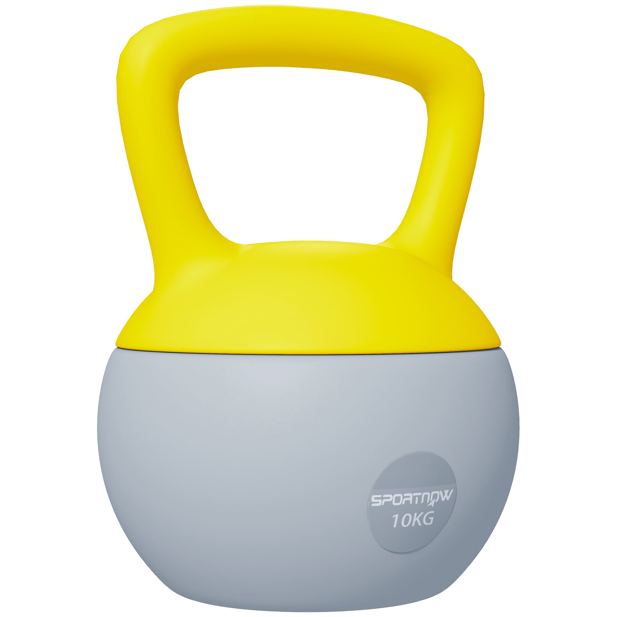 Soft Kettlebell, 10kg Kettle Bell with Non-Slip Handle for Home Gym Weight Lifting and Strength Training, Yellow and Grey