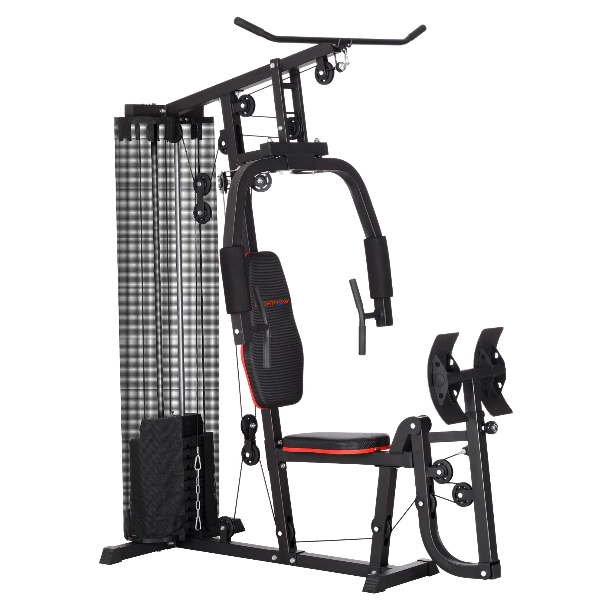 Weights Machine, Multi Gym with 45kg Weight Stack, Compact Home Gym Leg Press Machine for Full Body Training