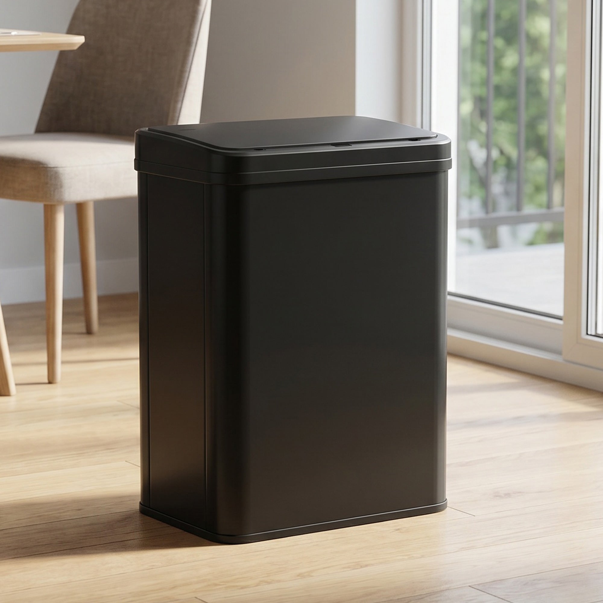 40L Sensor Bin with Soft-Close Lid, Stainless Steel Automatic Touchless Motion Sensor Kitchen Bin, Black