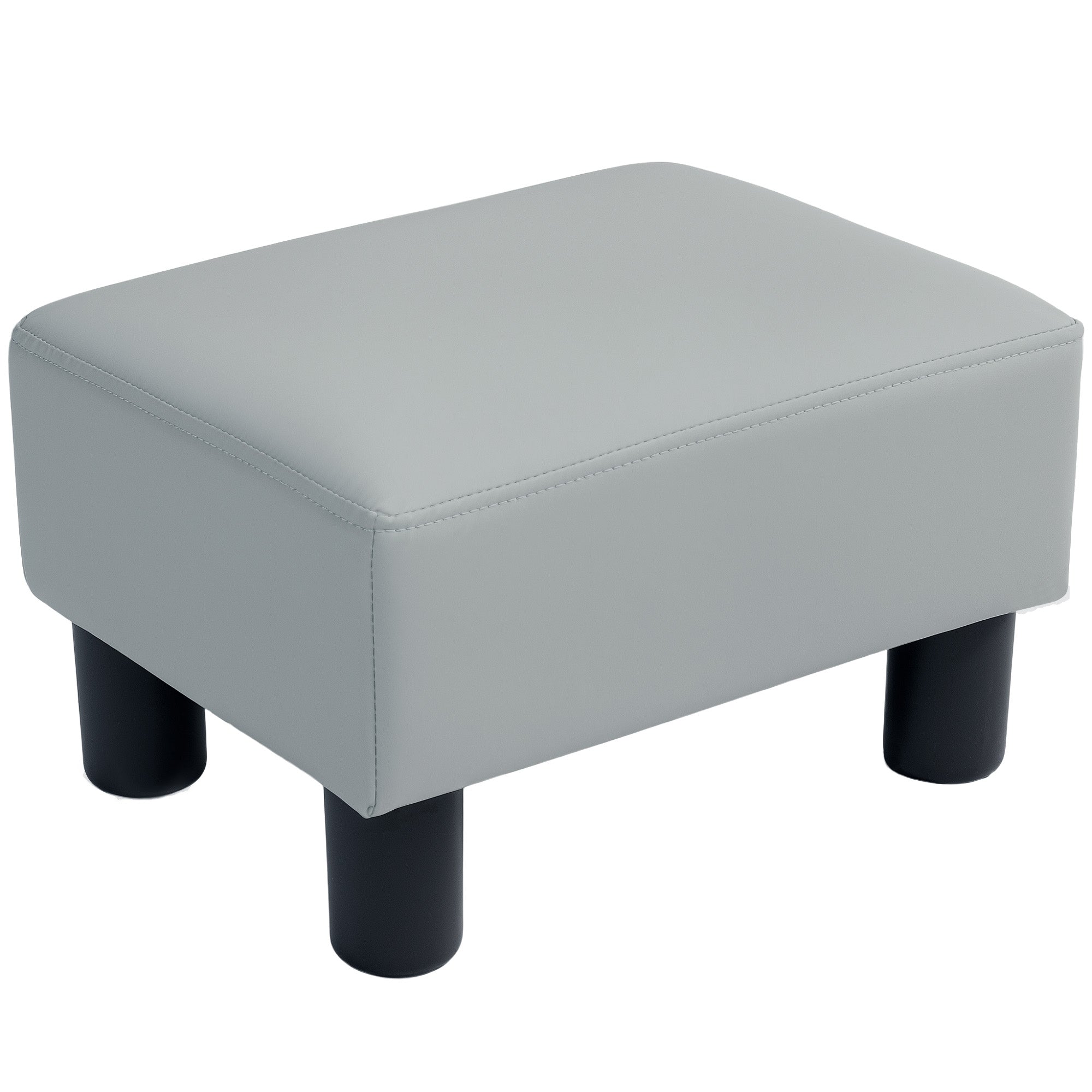 PU Leather Footstool with Plastic Legs 40x30x24cm - Grey