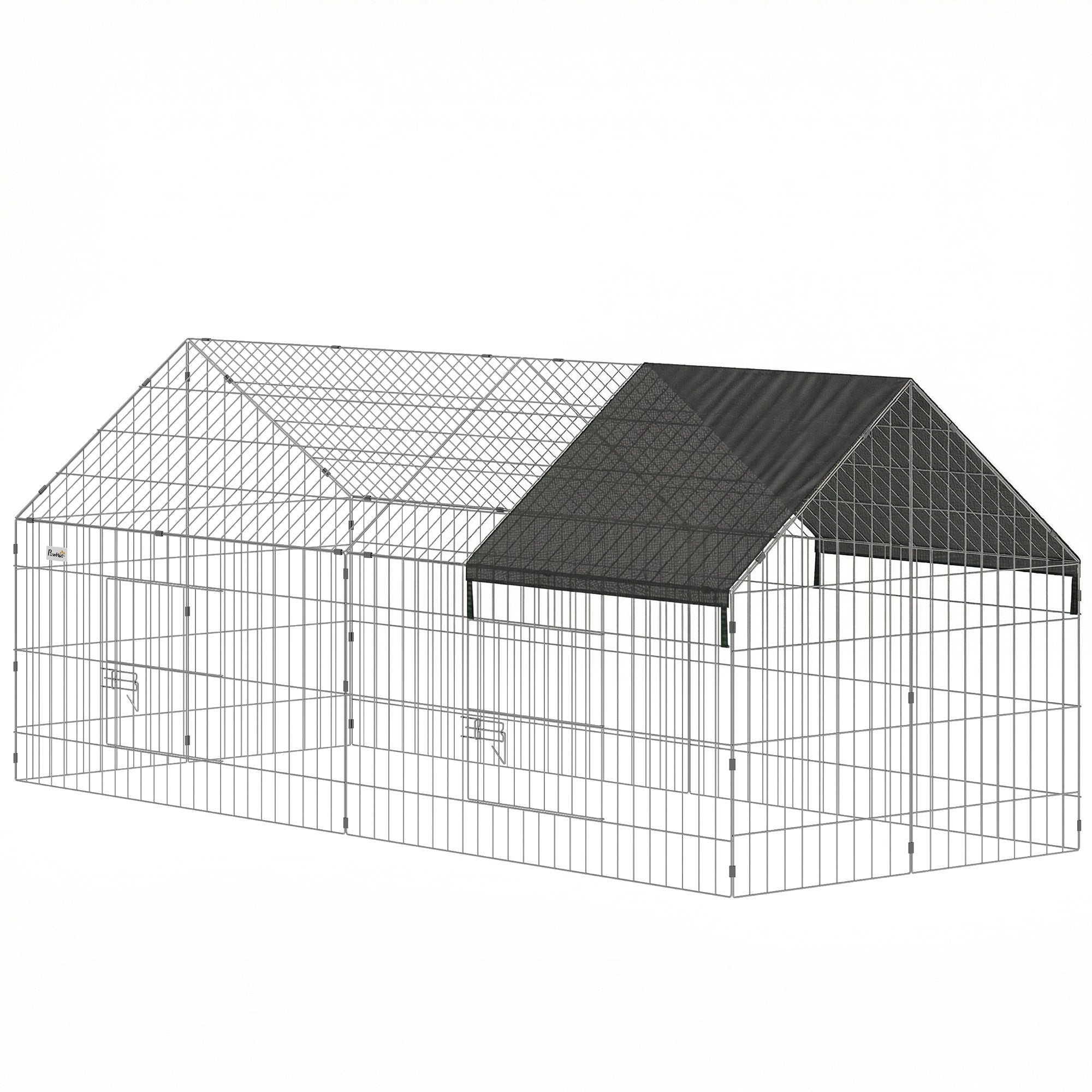 Rabbit Run with Protective Cover for Small Animals, Chickens, Guinea Pigs, Tortoises, 180 x 75 x 75 cm, Black