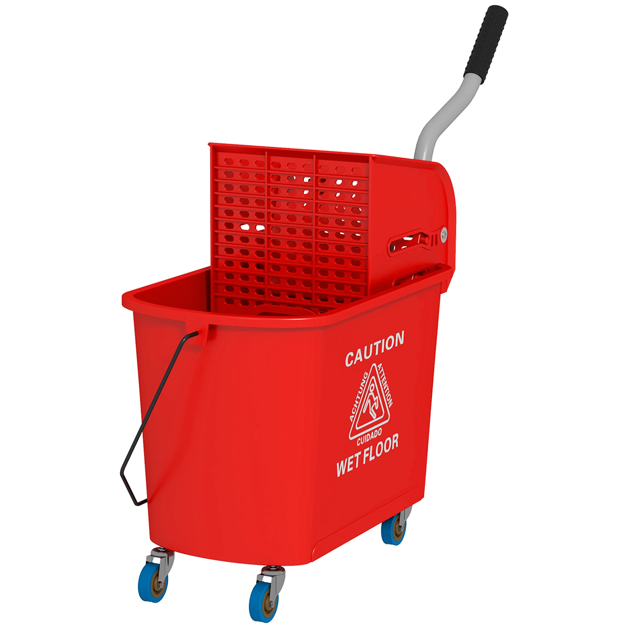 20L Mop Bucket on Wheels, with Water Separation Panel - Red