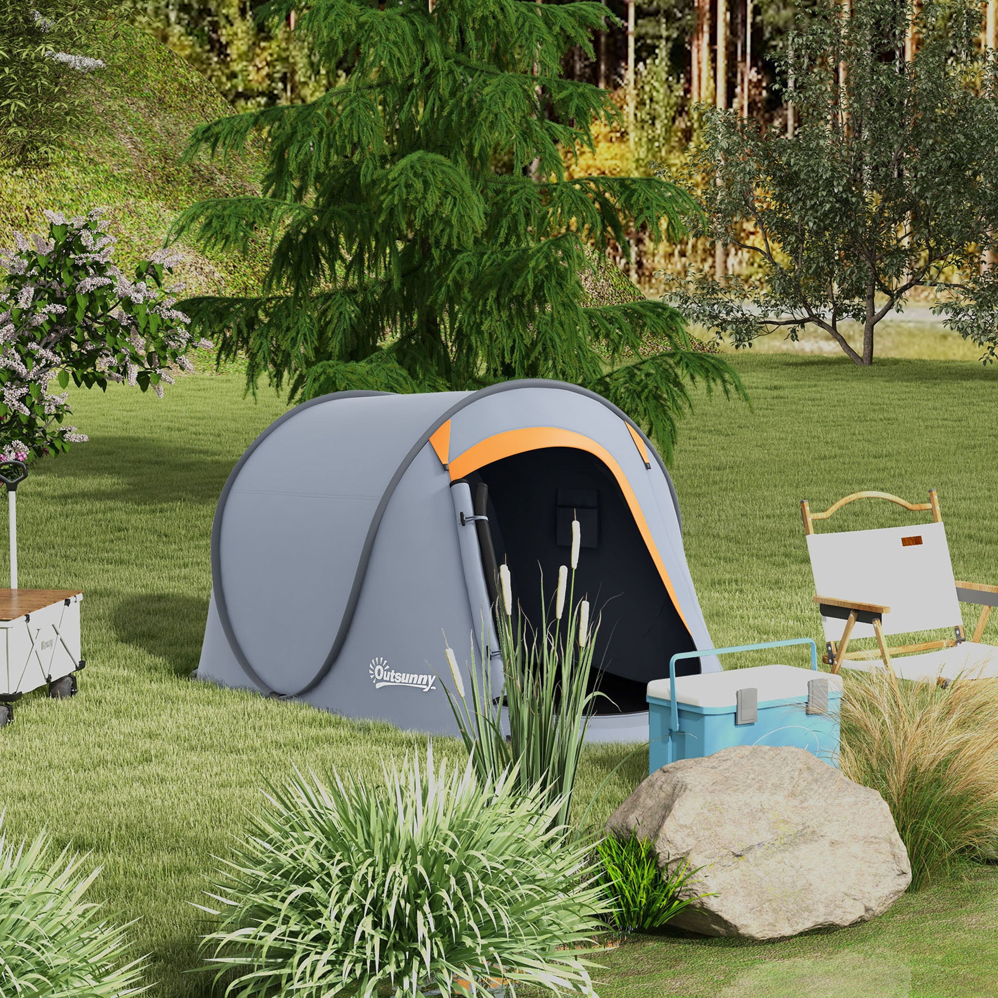 Two-Man Pop-Up Dome Tent for Easy Camping Setup - Grey