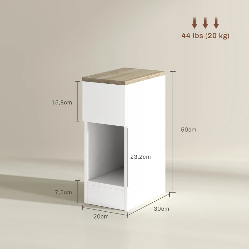 Set of Two Modern Storage Bedside Tables with Drawer and Shelf - White