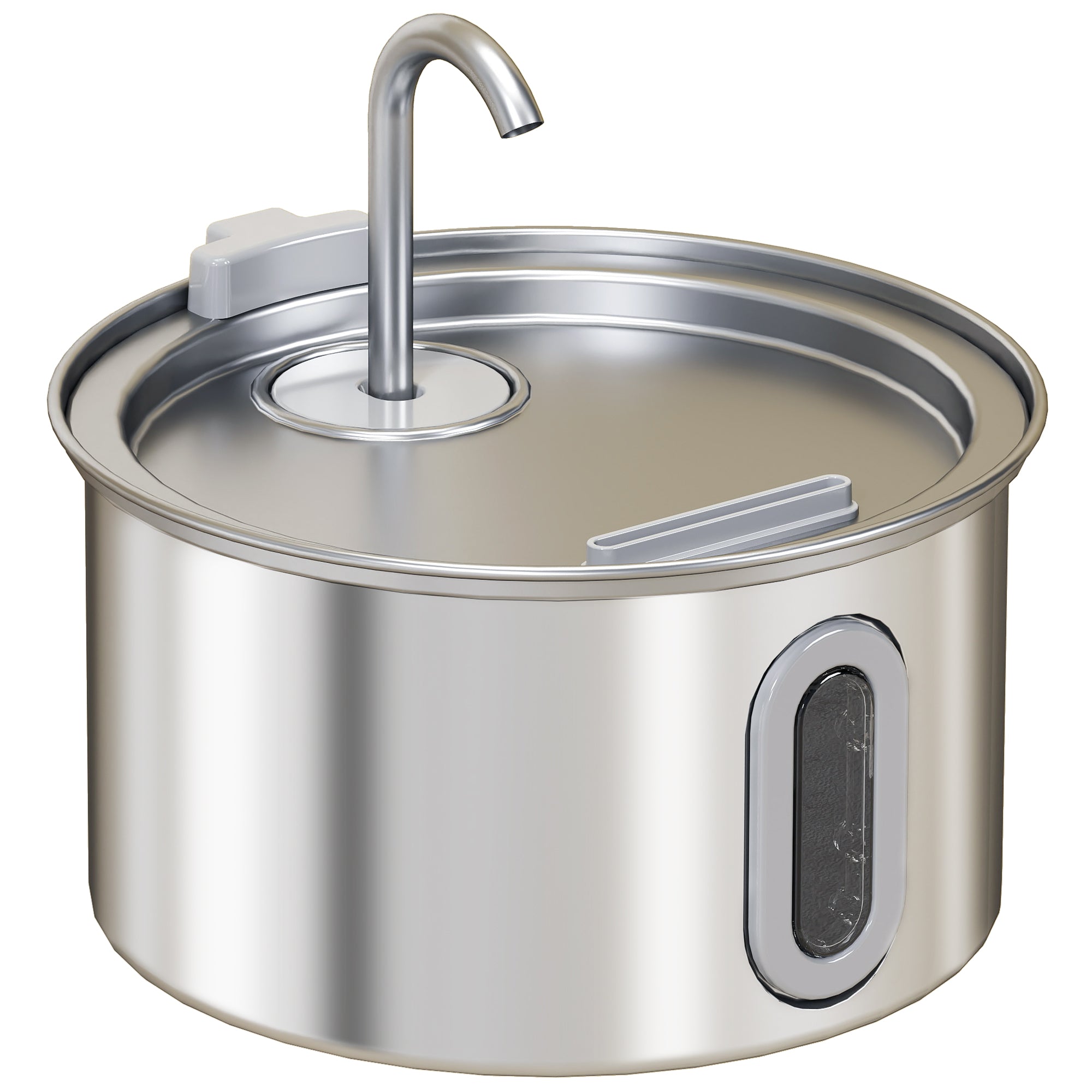2.5L Stainless Steel Cat Water Fountain for Drinking with Ultra-Silent Pump, Water-Level Window, 7 Filters