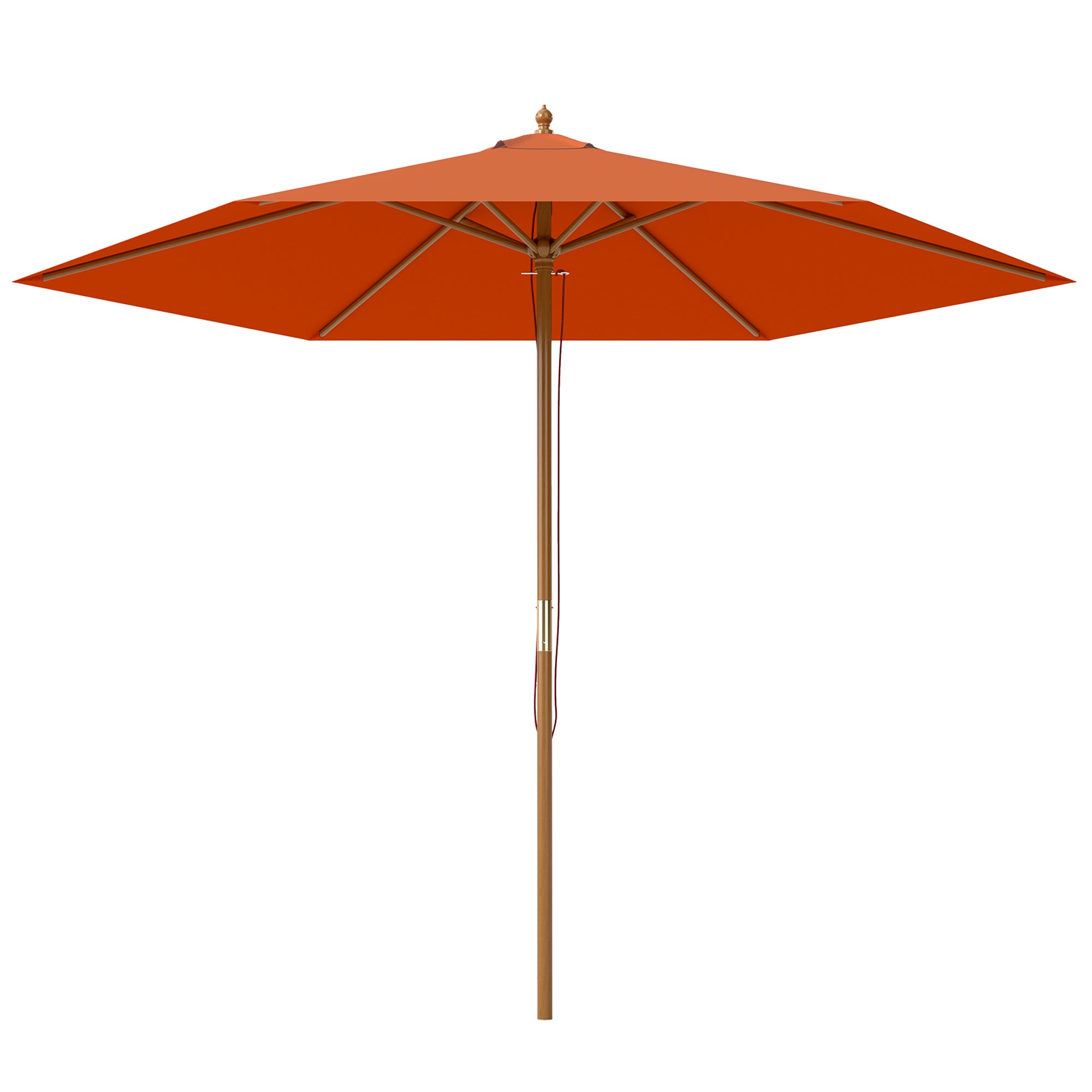 2.5m Wooden Garden Parasol Sun Shade Patio Umbrella Canopy - Orange