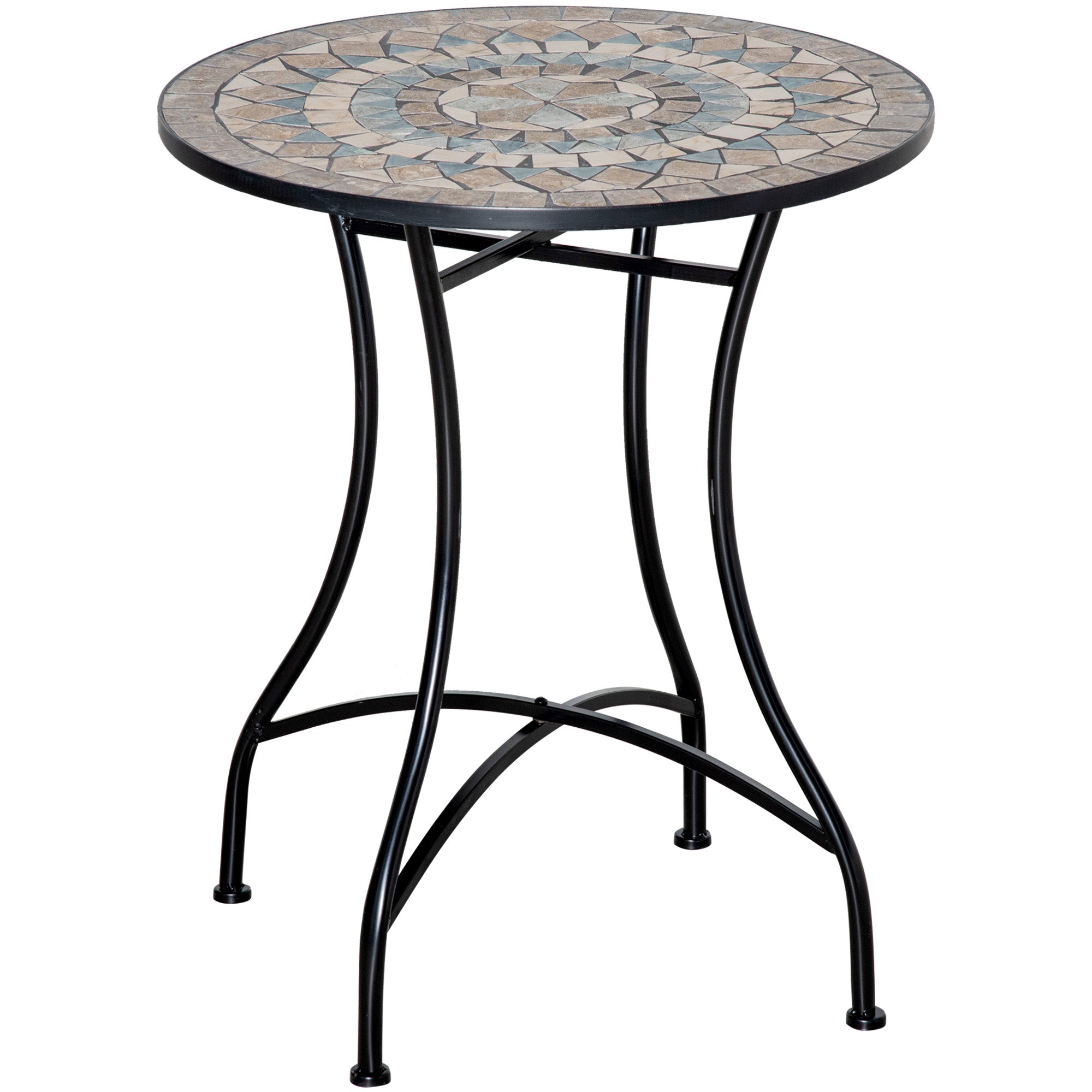 Φ60cm Mosaic Outdoor Patio Table with Ceramic Top - Green