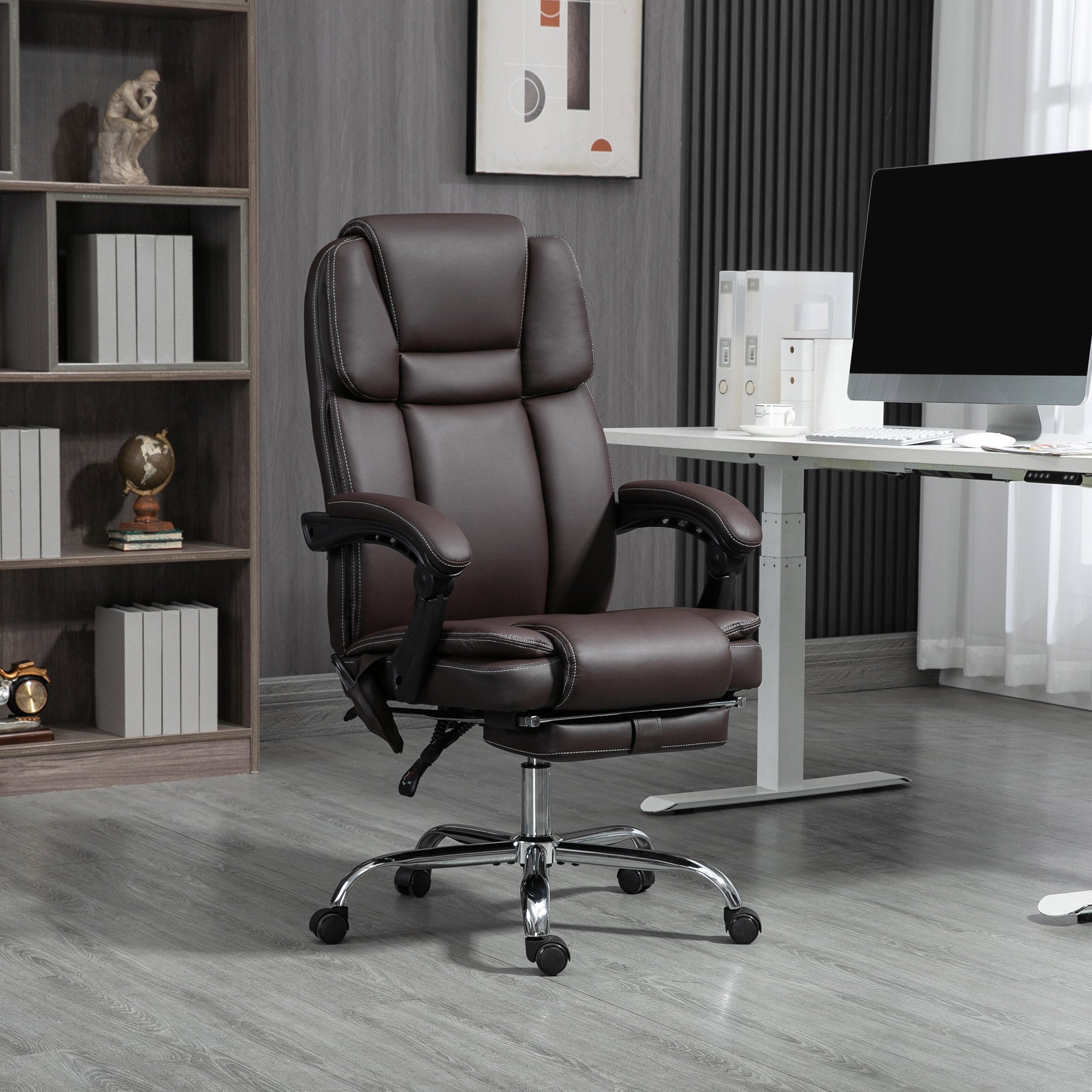 Six Point Vibrating Massage Office Chair - Dark Brown