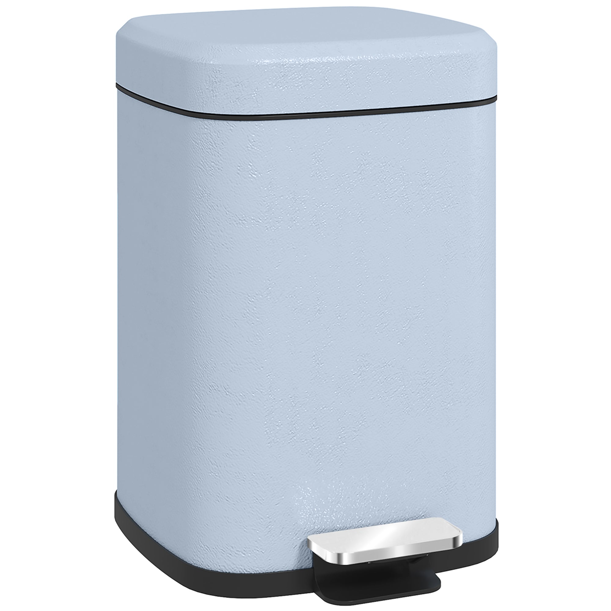 12L Modern Boxy Metal Kitchen Bin with Pedal - Light Blue