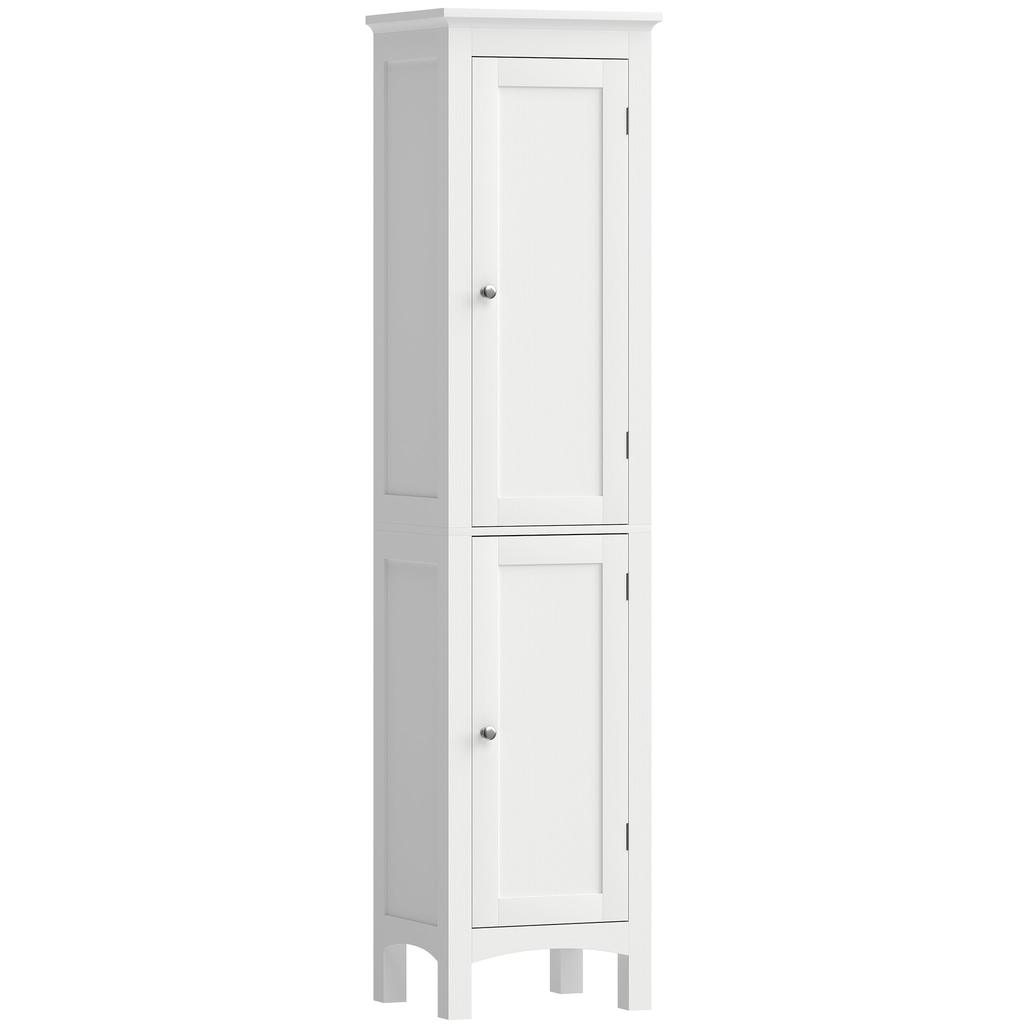 kleankin Tall Bathroom Storage Unit, Slim Bathroom Cabinet with Adjustable Shelves and Double Door, White